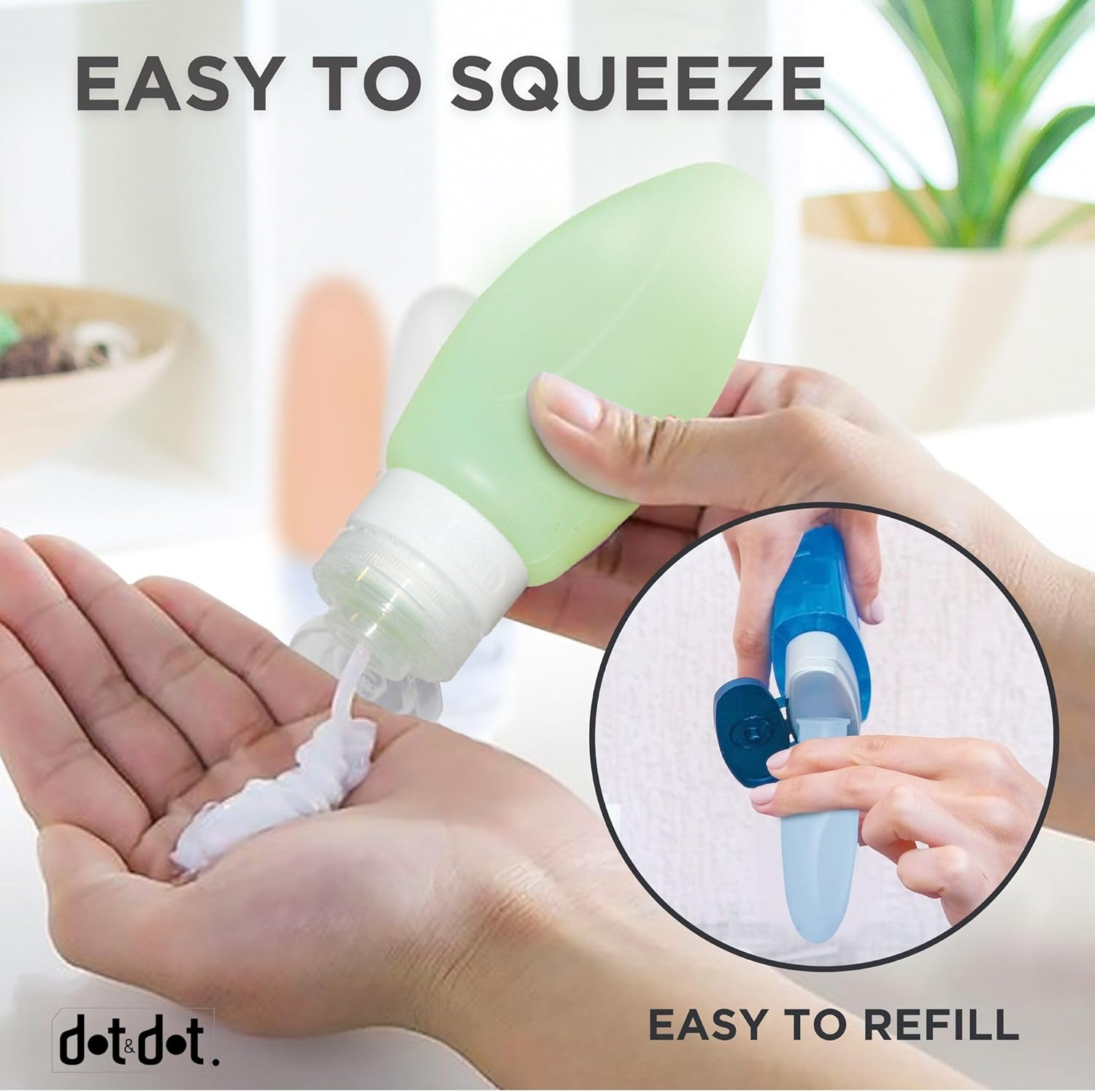 Dot&Dot Leak Proof Travel Bottles for Toiletries - TSA Approved Travel Shampoo Bottles - 3Oz Travel Shampoo and Conditioner Bottles - Travel Size Toiletries - 3 Oz Silicone Travel Bottles with Labels, image number 3