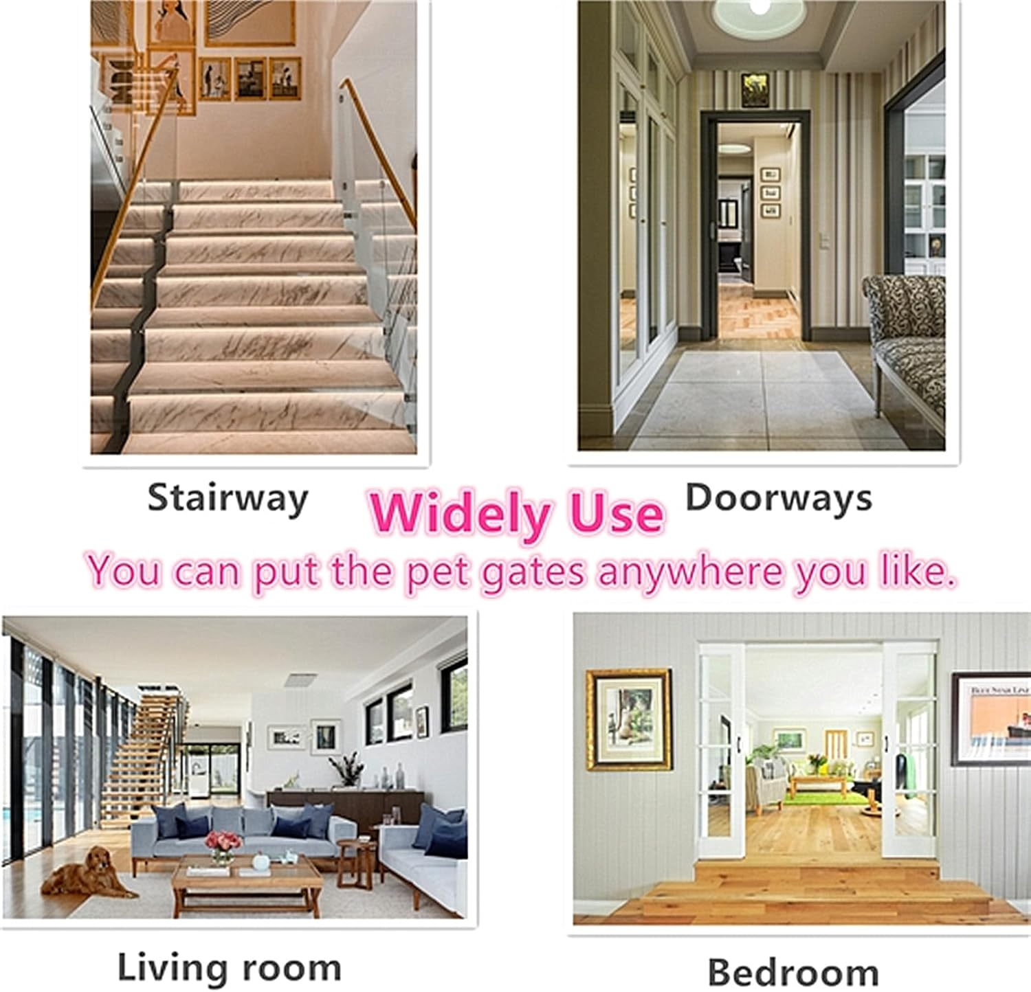 Clear Freestanding Dog Gate for Indoor Use,Pet Gates for Doorways No Drilling,Acrylic Foldable Dog Gate for Stairs with Support Feet (4 Panel - 80''W X 23''H) image number 6