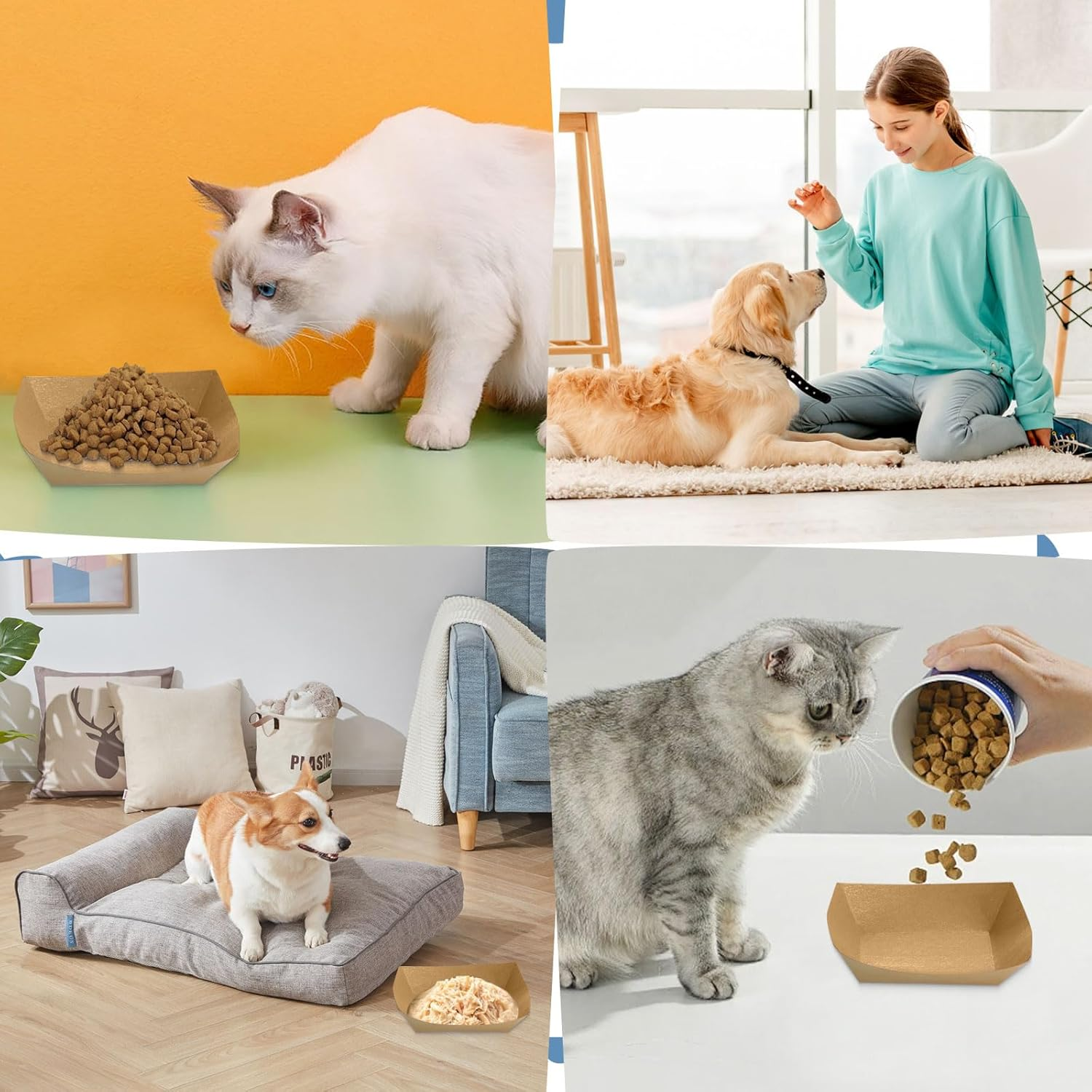 Disposable Cat Feeding Bowls, Thickened Disposable Cat Feeding Bowls, 150 Pieces, Disposable Pet Bowls for Wet and Dry Food, Kittens, Puppies (24Cm X 6.7Cm) image number 5