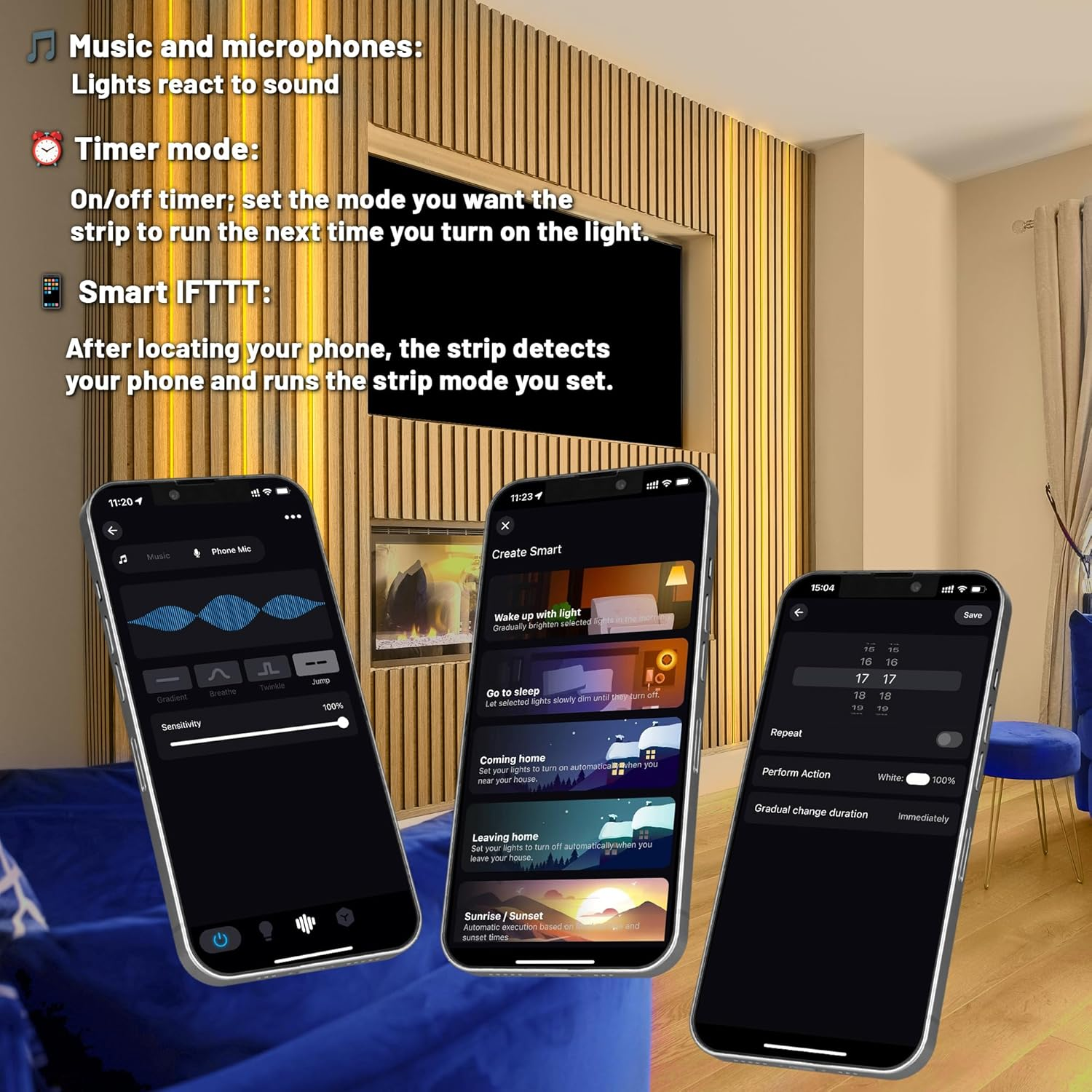 LICHASER 6 Rolls 3M Wifi Flexible COB LED Lights for Wood Slat Wall Panels, Acoustic Panel LED Strip Compatible with Alexa, 12V 3000K Dimmable Strip for Acoustic Panels, Shelves Lighting image number 5