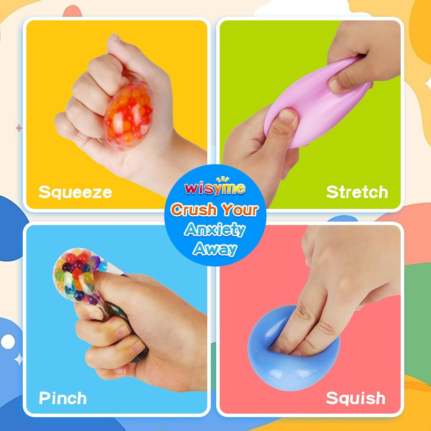 30Pack Stress Balls Bulk for Adults Mini Size, Gift Box Squishy Squeeze Squishies Ball Cute Stress Relief Balls Toys, Party Favors, Birthday Gift, Goodie Bag Stuffers image number 2