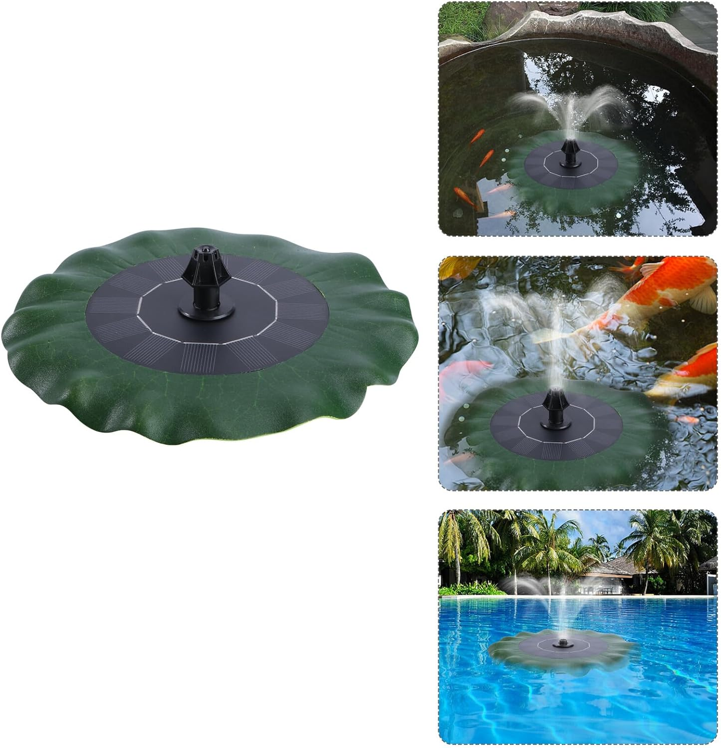 Lotus Leaf Shape Floating Solar Fountain Pump DC Brushless Solar Water Pump for Garden Pool Pond Outdoor Water Fountain Green AS180 0814B image number 3