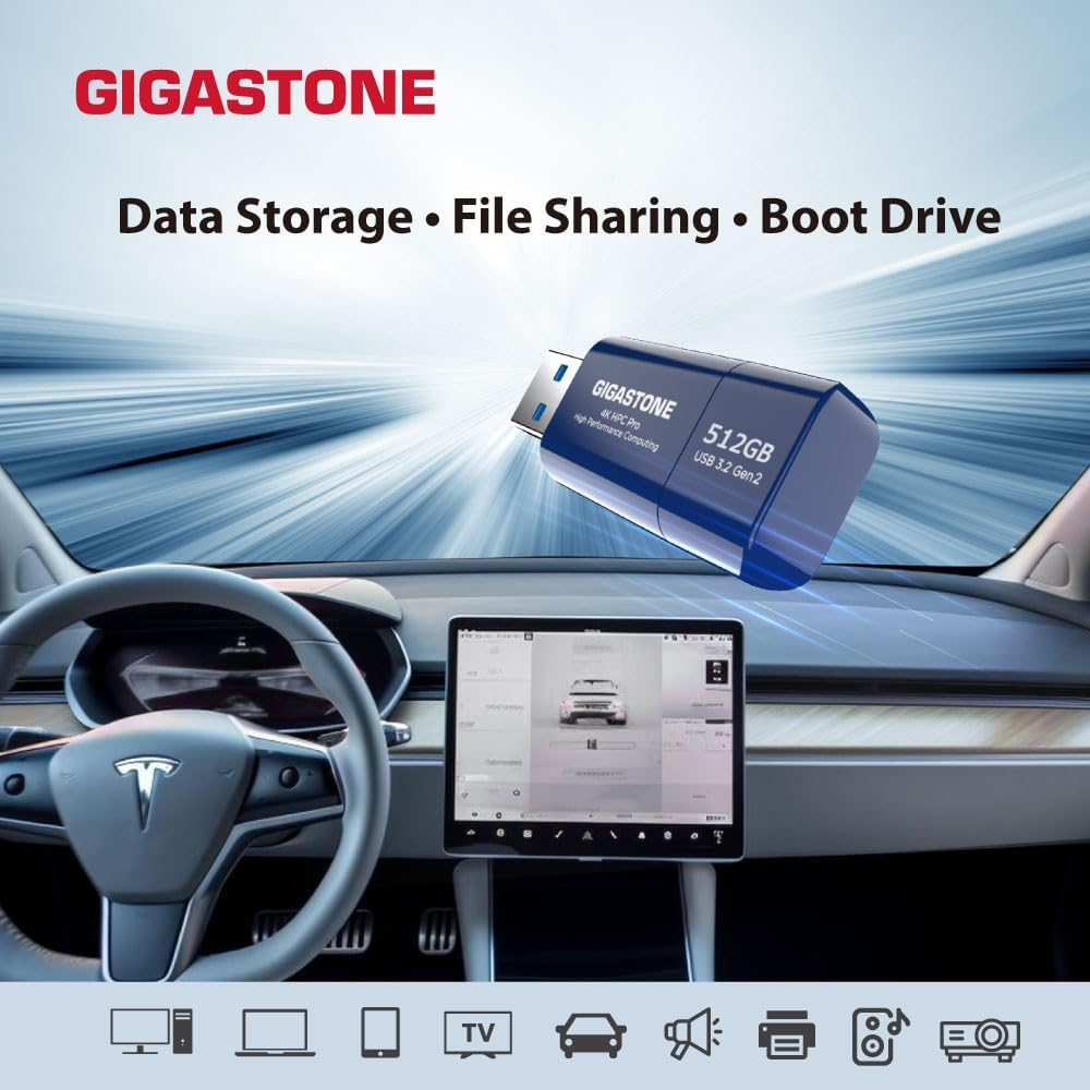 Gigastone Z80 512GB USB 3.2 Gen2 Flash Drive, High Speed 1000Mb/S, Capless Retractable Design Pen Drive, Carbon Fiber Style, Reliable & Durable, USB 2.0 / USB 3.0 / USB 3.1 Interface Compatible image number 3