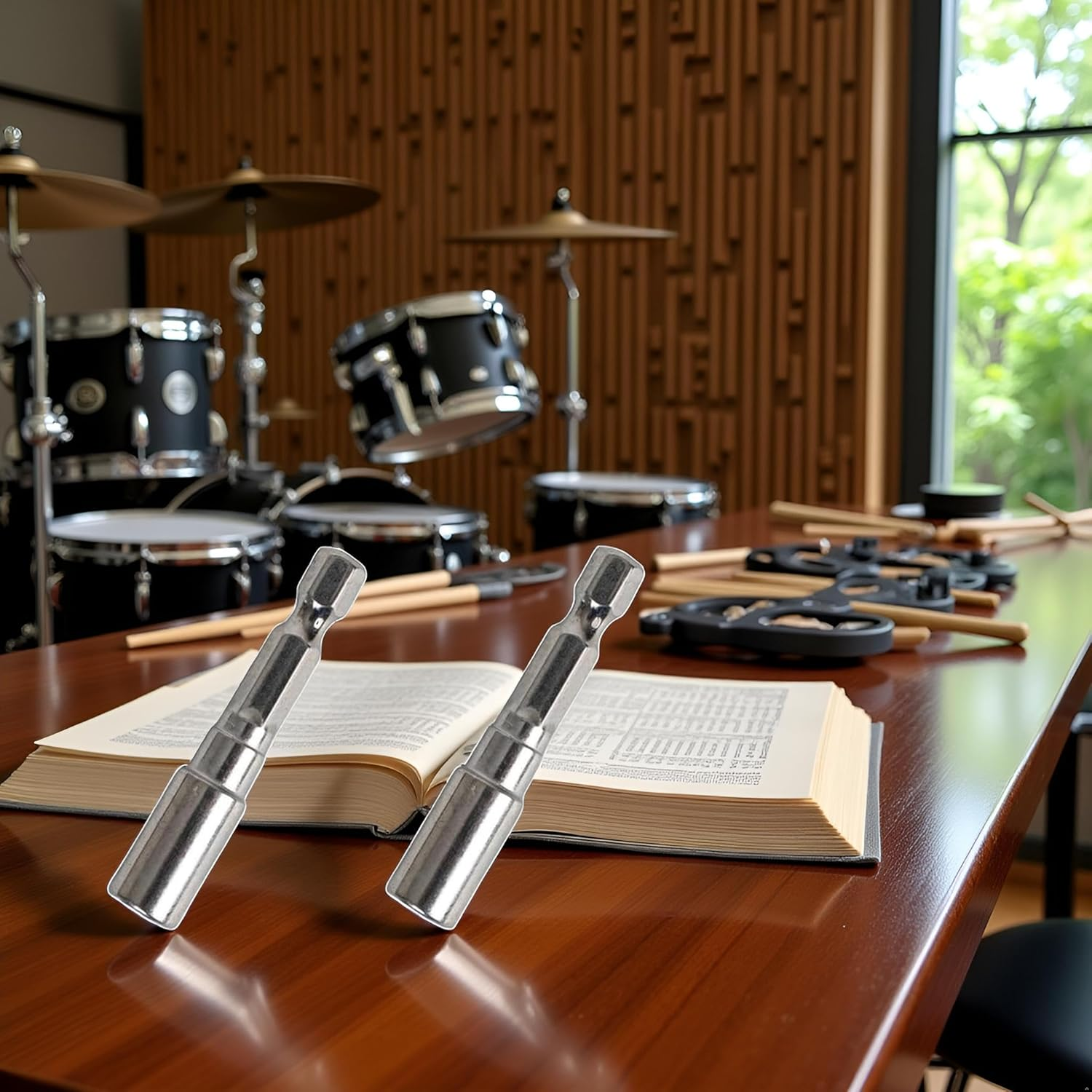 2Pcs Silver Steel Drum Tuning Key Drill Bit Tension Drum Key Percussion Hardware Tool for Electronic Drum Accessories Replacement Metal Wrench Drum Keys and Drum Set Accessories image number 4