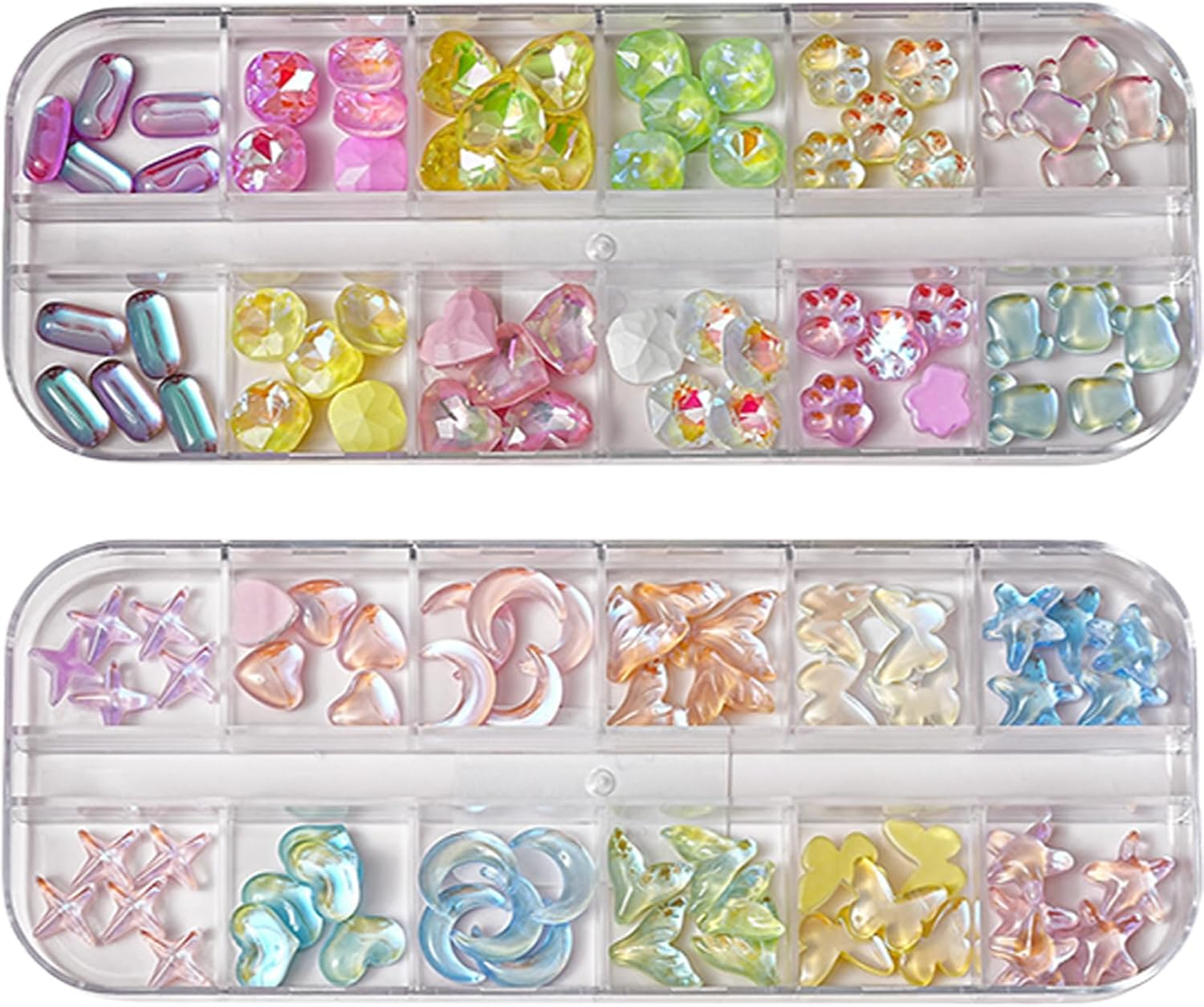 Dohocall 2 Boxes Mixed Shape Nail Rhinestone Nail Crystal Charms Nail Charms Butterfly Star Nail Art Charms Nail Art Decoration image number 5