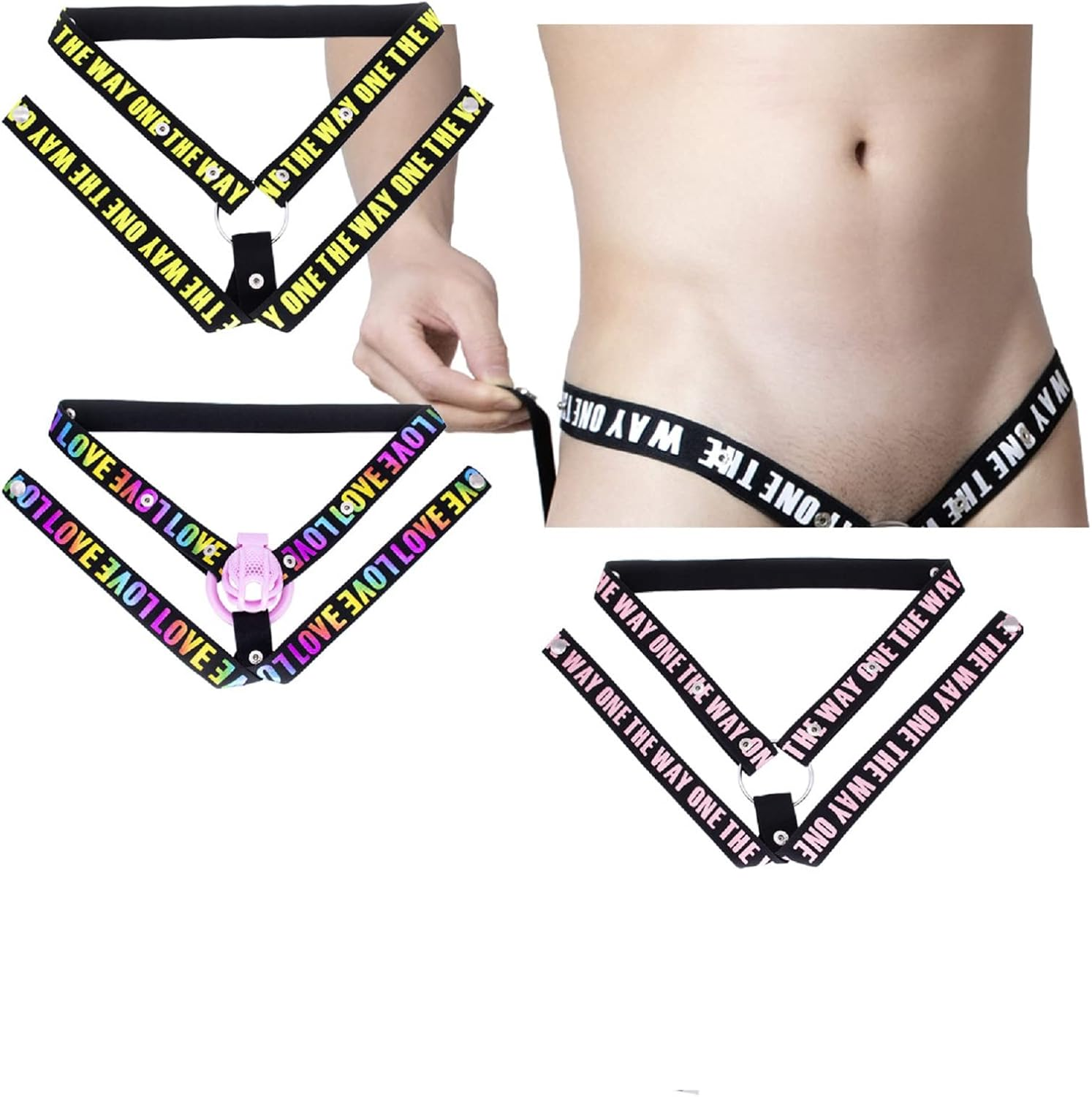 Sex Toy Penis Cage Blet Men'S Adjustable Chastity Cage Auxiliary Belt Elastic Anti-Falling Sex CB Chastity Lock Belt Black image number 6