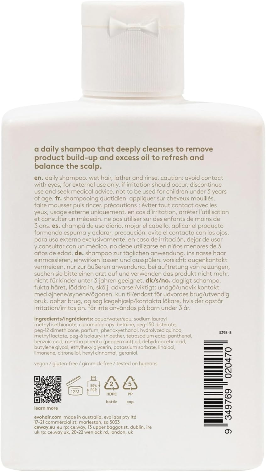 Evo Normal Persons Daily Care Shampoo & Conditioner - Refreshes & Balances Scalp, Reduces Frizz, Reinvigorates Scalp and Hair - 300Ml / 10.1 Fl Oz image number 2