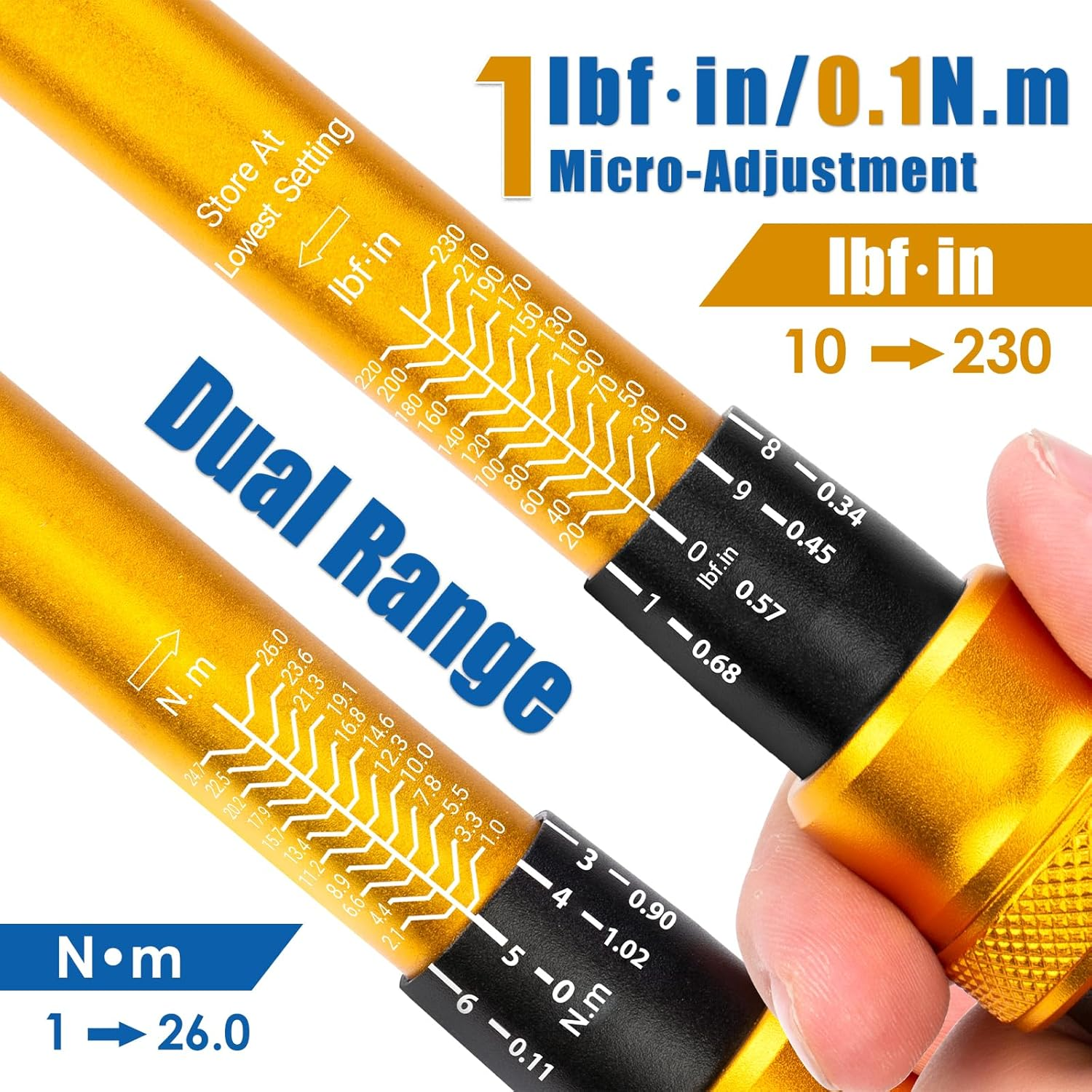 YIYEIE 50Pcs Master Bike Torque Wrench Set, 1/4 Inch Drive, 10-220 IN.LB (1-24.9 Nm), Inch Pound Click Torque Wrench with Bit Sockets, 0.1 Nm Micro, 3/8 Adapter, Pro Bicycle Tool Kit for MTB image number 6