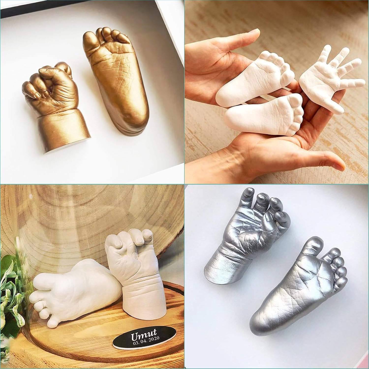 DOITOOL Baby Keepsake Hand Casting Kit Infant Hand and Foot Molding DIY Keepsake for First Birthday Christmas Baby Shower Party Newborn New Mom Gifts image number 4