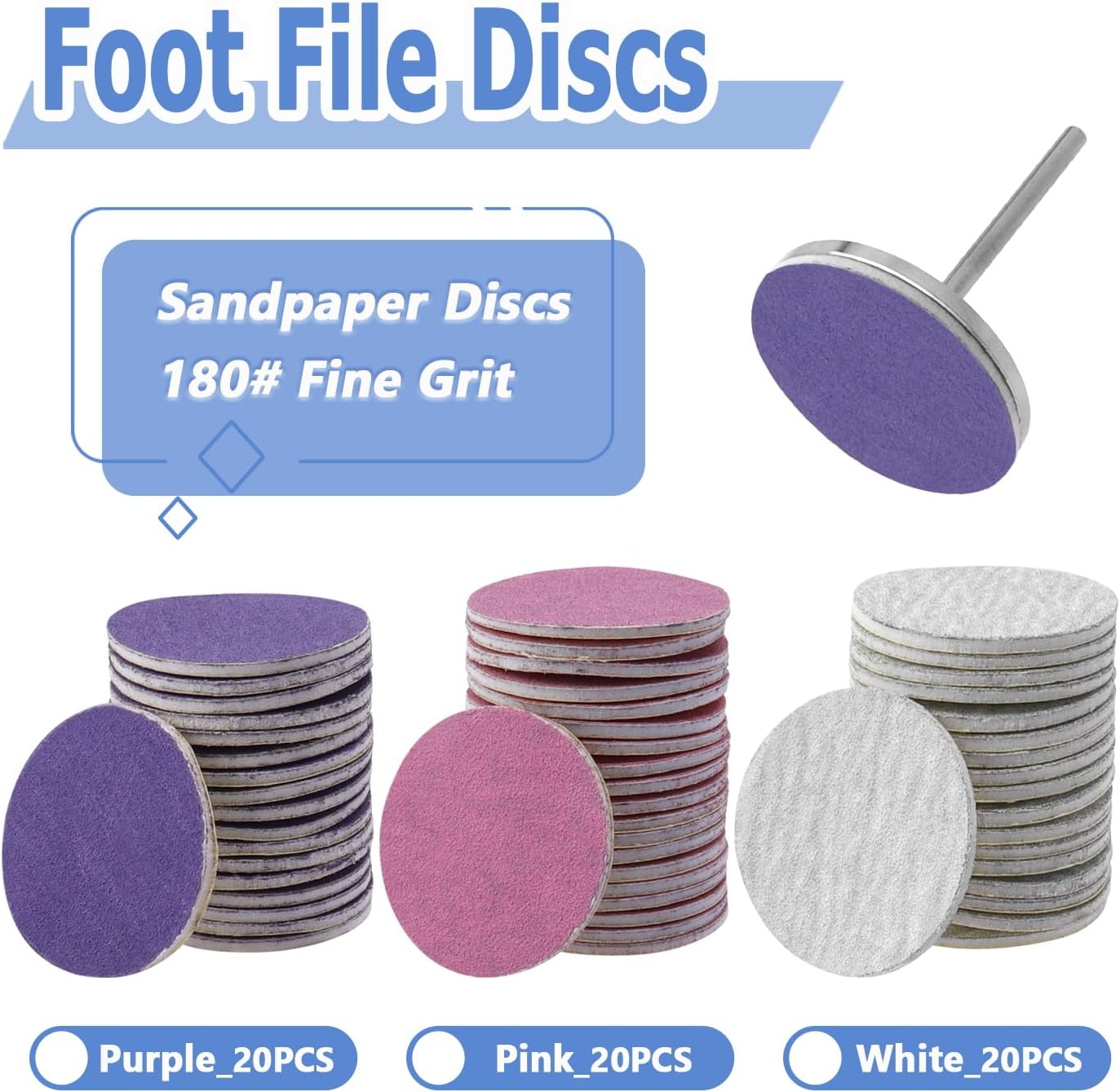 Mesee 60Pcs Sanding Paper Discs for Pedicure 25Mm Foot Grinder Sandpaper Replacement Self-Adhesive Foot File Sandpaper Disk Pad with Metal Nail Drill Bit for Manicure Pedicure Dead Skin Callus Removal image number 6