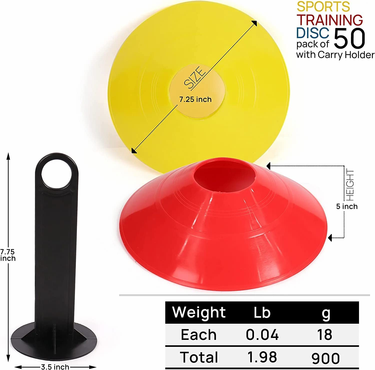 50-Pack Soccer Disc Cones,More Thicker, More Flexible,Multi Color Cone for Agility Training, Soccer, Football, Field Marker（Orange, Red, Green, Blue, Yellow） image number 4