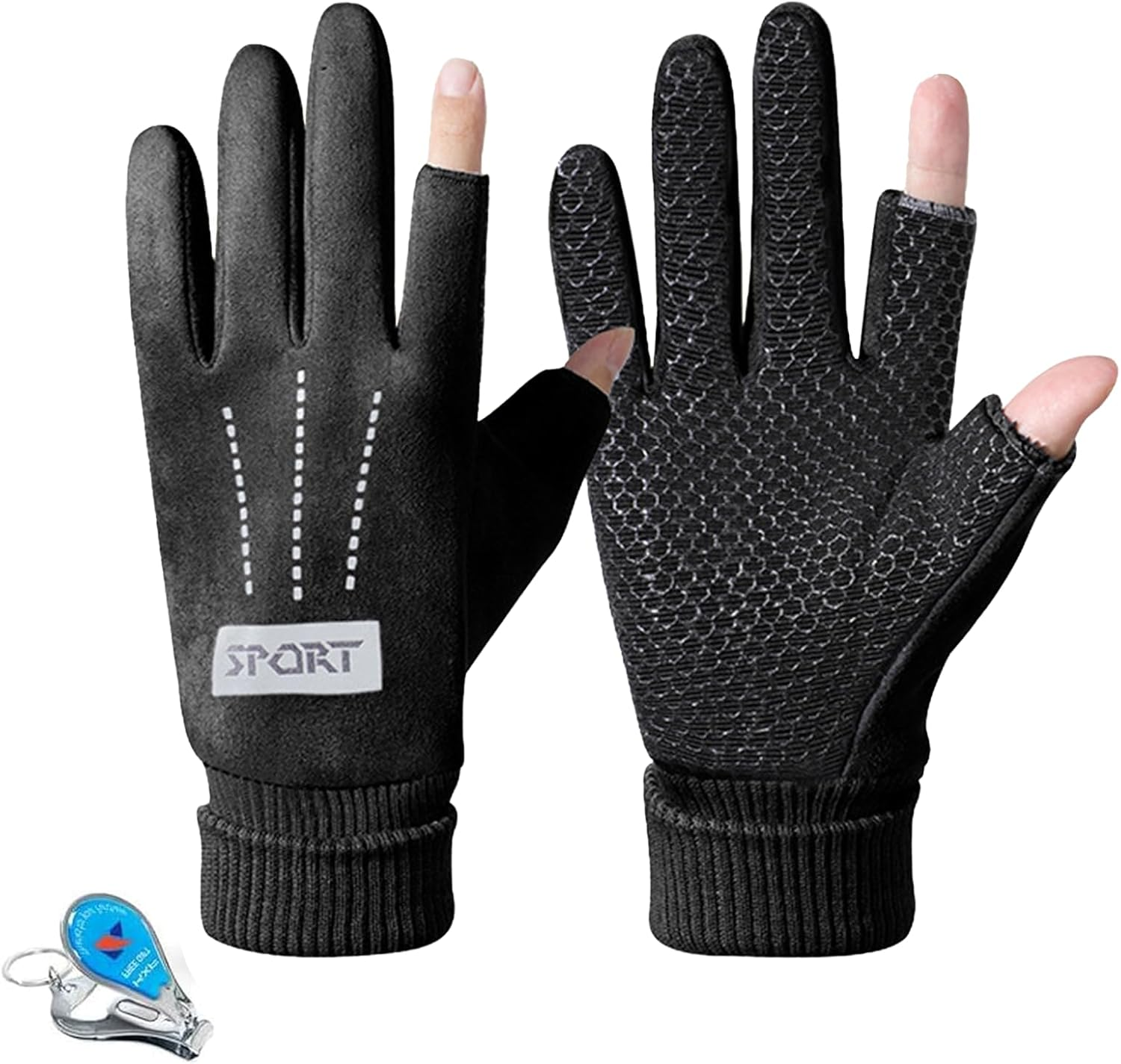 KXF Unisex Sports Fingerless Open Fingers Winter Warm Thermal Touchscreen Gloves for Women Men