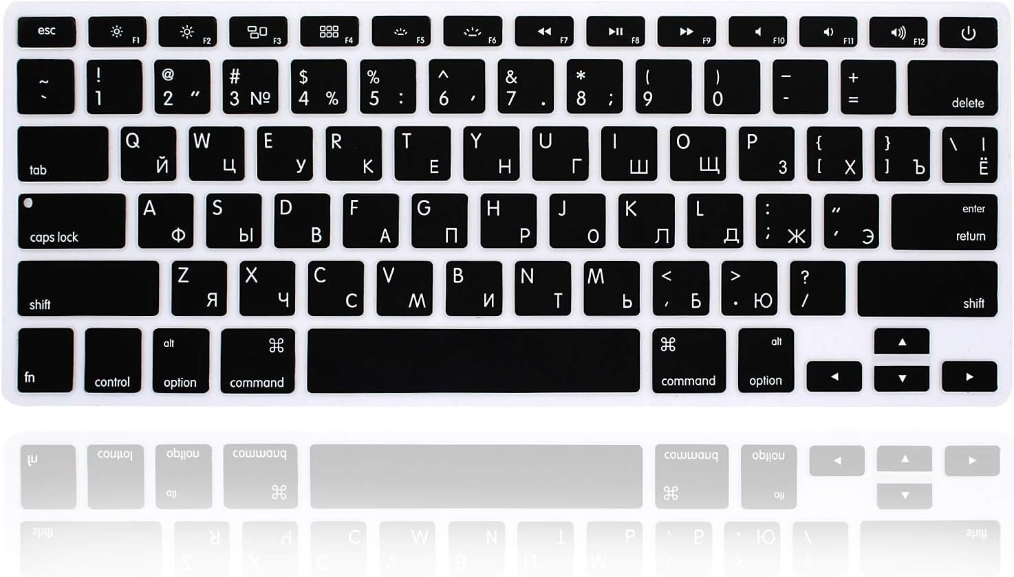 MMDW Russian Language Silicone Keyboard Cover Skin for Macbook Pro 13" 15" 17" (2015 or Older Version),For Macbook Air 13" A1369/A1466,USA Layout Protective Skin,Black