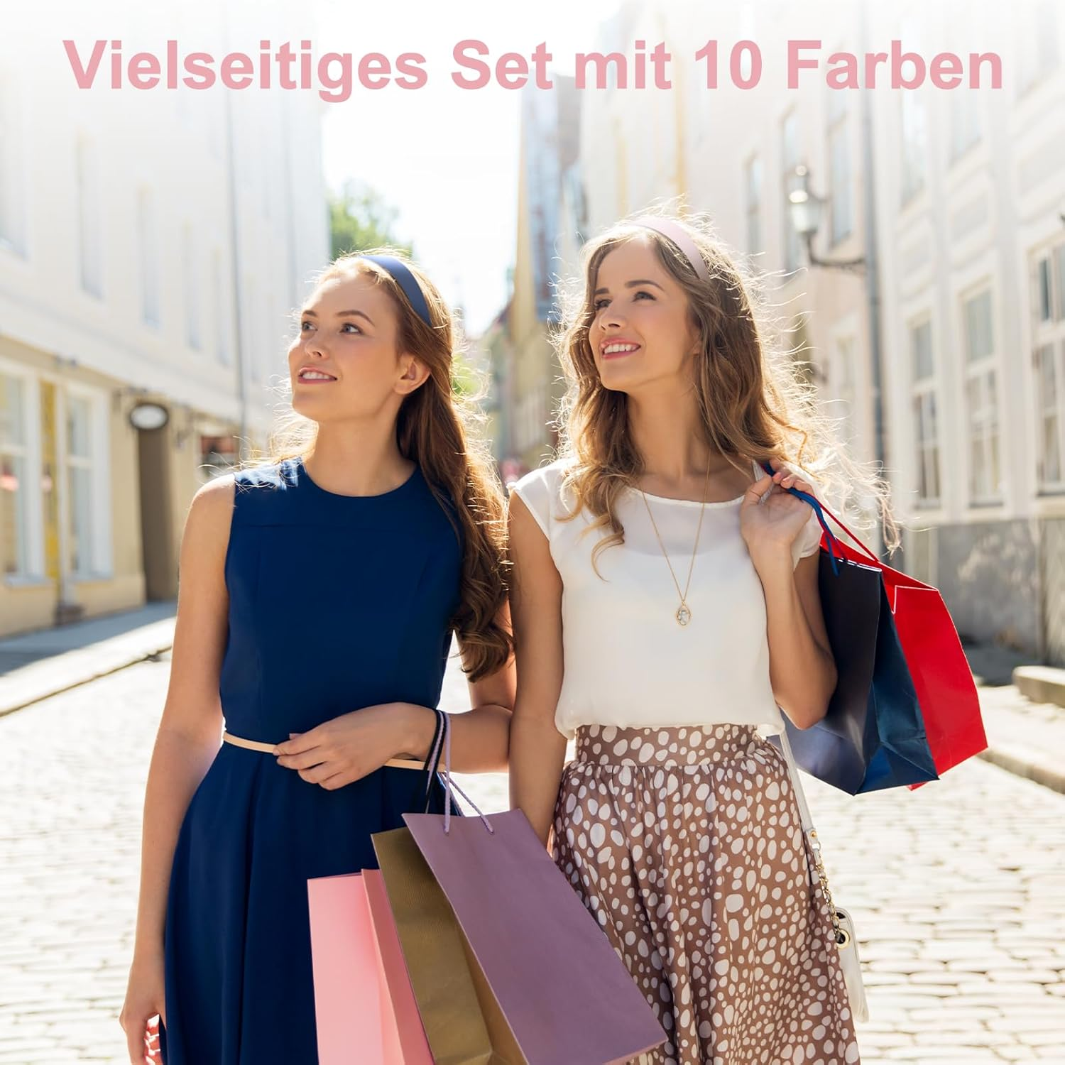 Pack of 10 Women'S Wide Non-Slip Headbands, 3 Cm, Satin Headbands, Hair Bands for Women, DIY Hair Accessories, Girls for Holiday Outfits, Everyday Outfits, 10 Colours image number 1