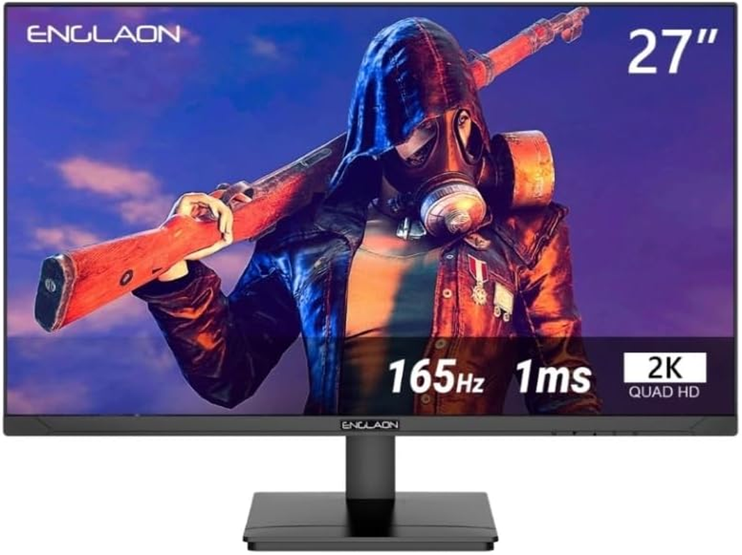 ENGLAON 27 Inch Gaming Monitor with 2K QHD Frameless Flat Display with AMD Freesync Height Adjustable Stand 165Hz 1Ms MPRT image number 1