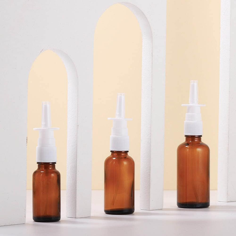 3PCS 5ML Empty Refillable Amber Glass Nasal Spray Bottle Pump Sprayers Cleanser Container for Medical Dispensing Wash image number 6