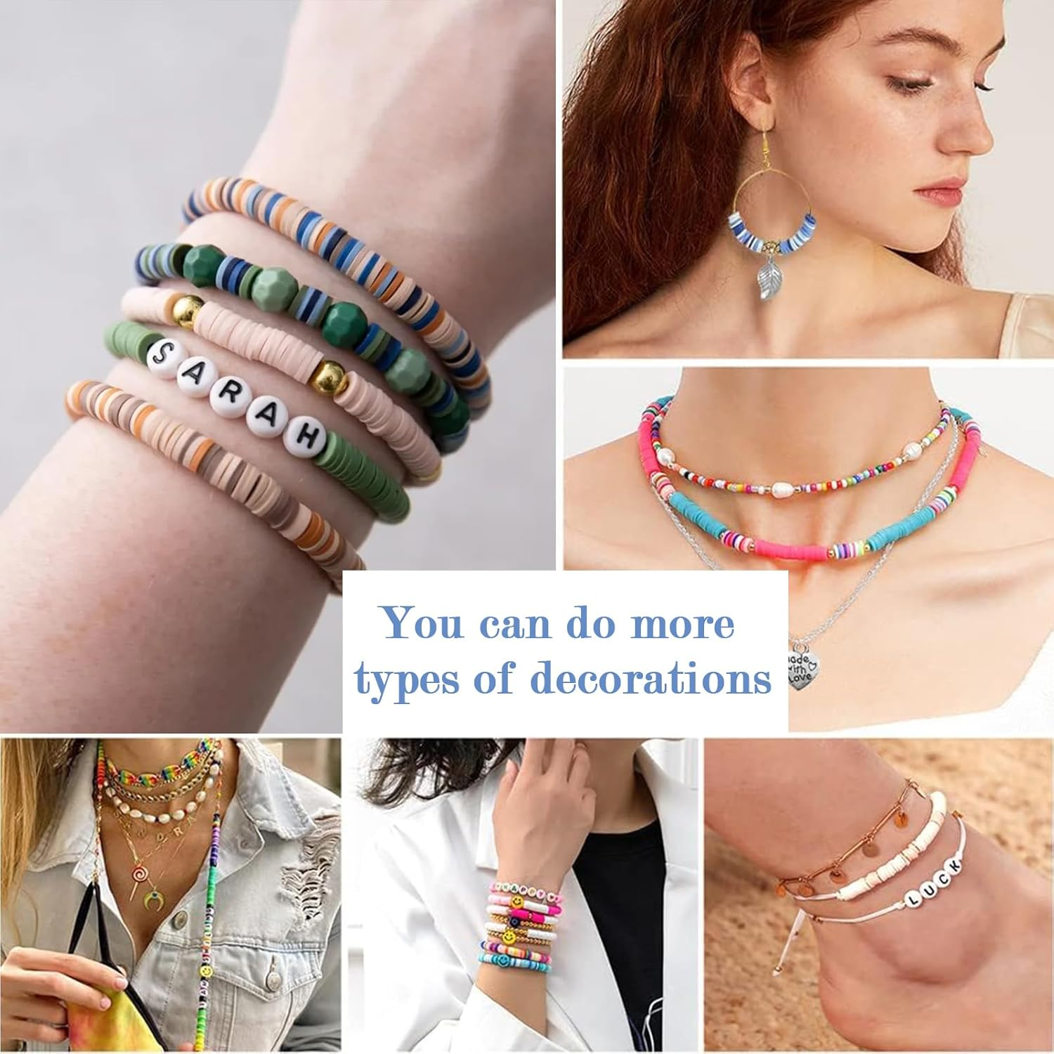 Clay Bead Bracelet Kit,Bead Bracelet Kit,48 Grid Clay Beads with Letter Beads,Colorful Shape and Rich Color,Friendship Bracelet Kit for Adults,Jewelry Making Kit image number 3