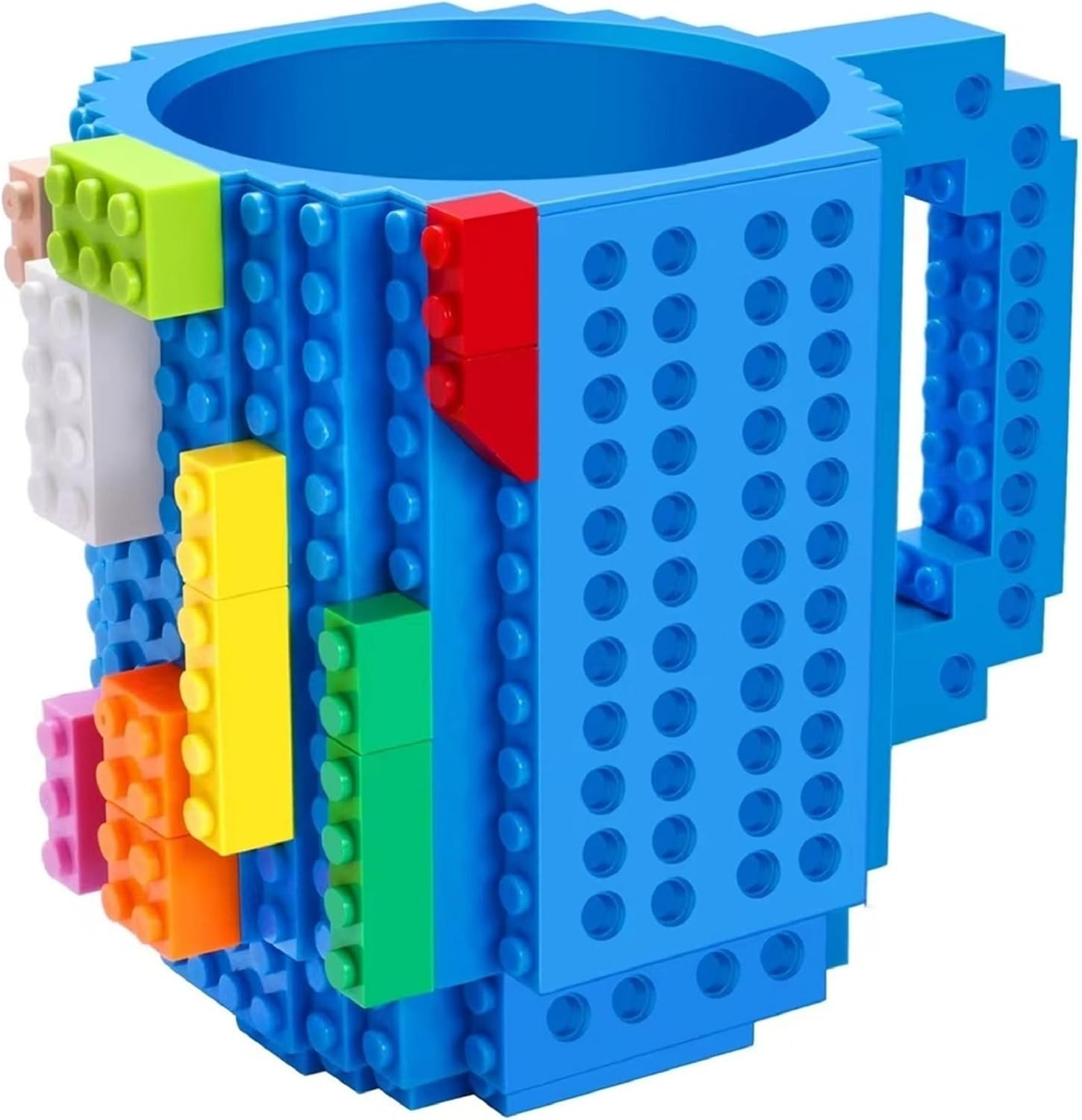 DEEXITO Build-On Brick Coffee Mugs,Creative DIY Cup with Building Blocks Randomly,Novelty Gifts for Kids Adults Birthday Xmas,Green