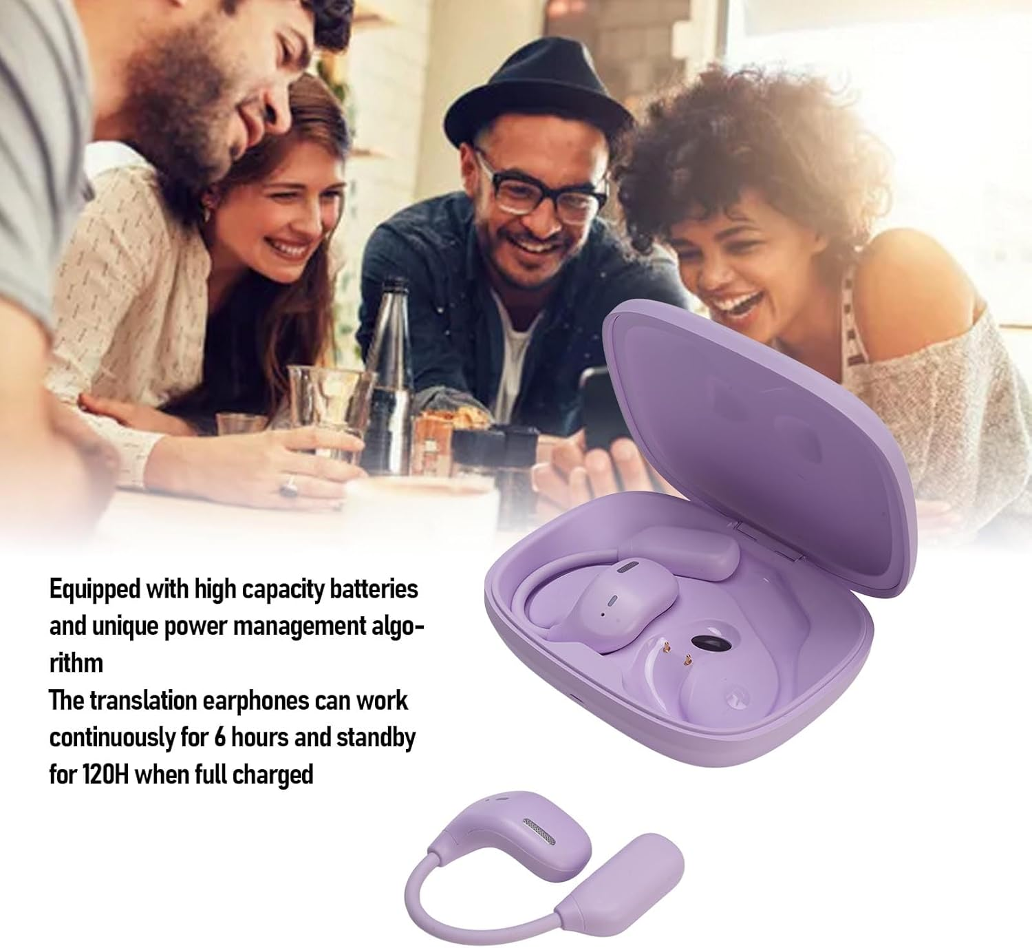 Asixxsix AI Translation Earbuds, 144 Language Real Time Translation Earbuds with Charging Case, 4 Modes, 2 Way Bluetooth Earphones for Learning Travel Business image number 3