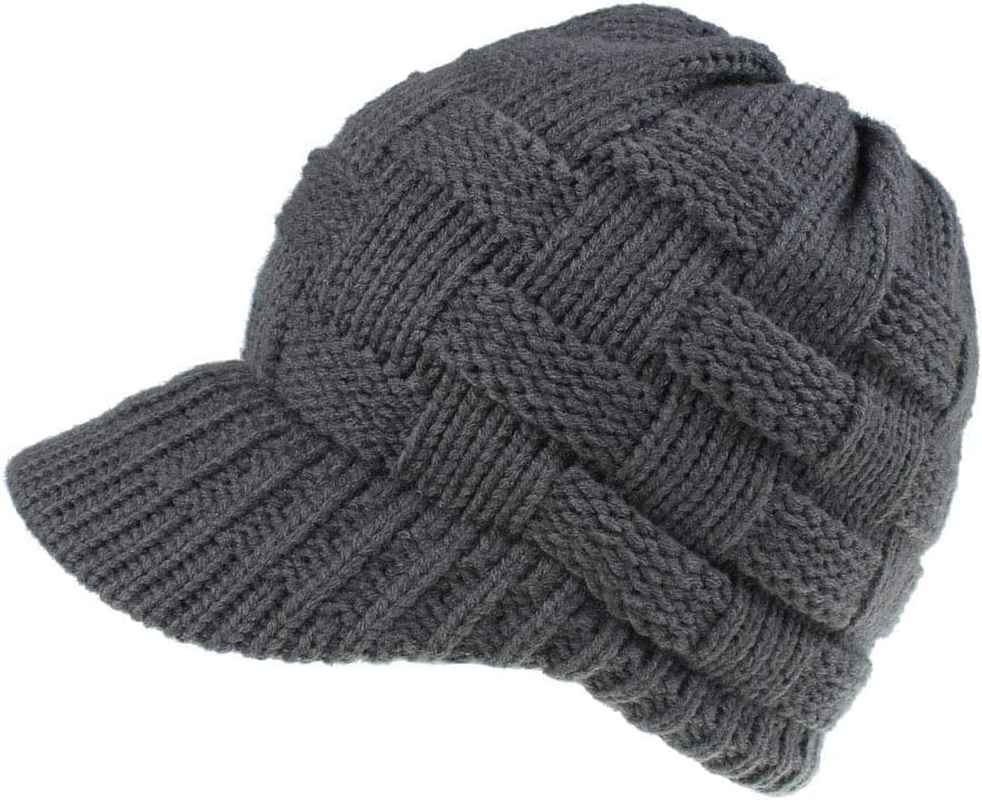 TOZLU Women'S Warm Chunky Cable Knit Messy Bun Hat Ponytail Visor Beanie Cap - Army Green image number 3