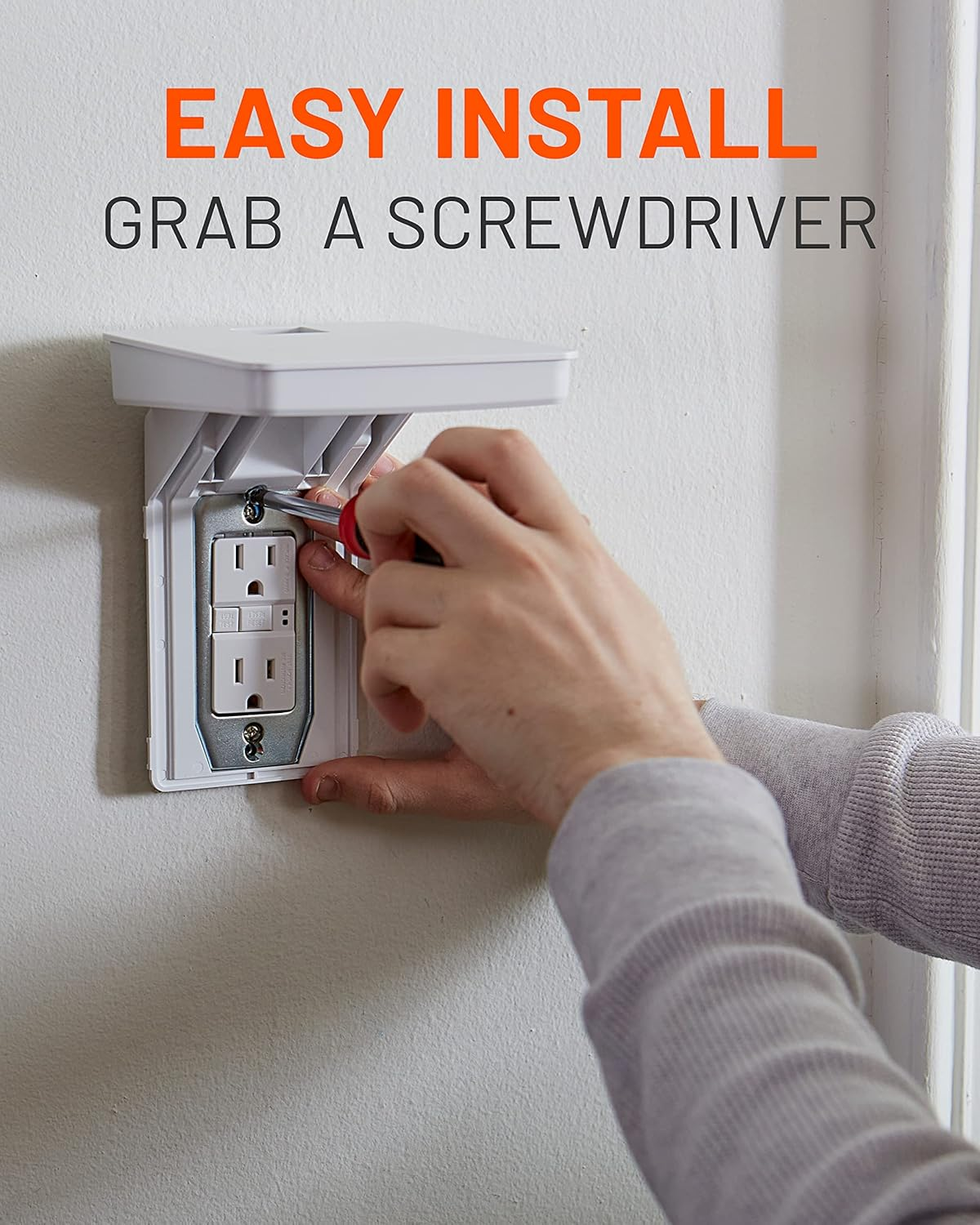 ECHOGEAR Outlet Shelf for Decora/Gfci Outlets - Next-Gen Design with Built-In Cord Storage & Room for Bulky Plugs - Quick Install with Included Hardware image number 1