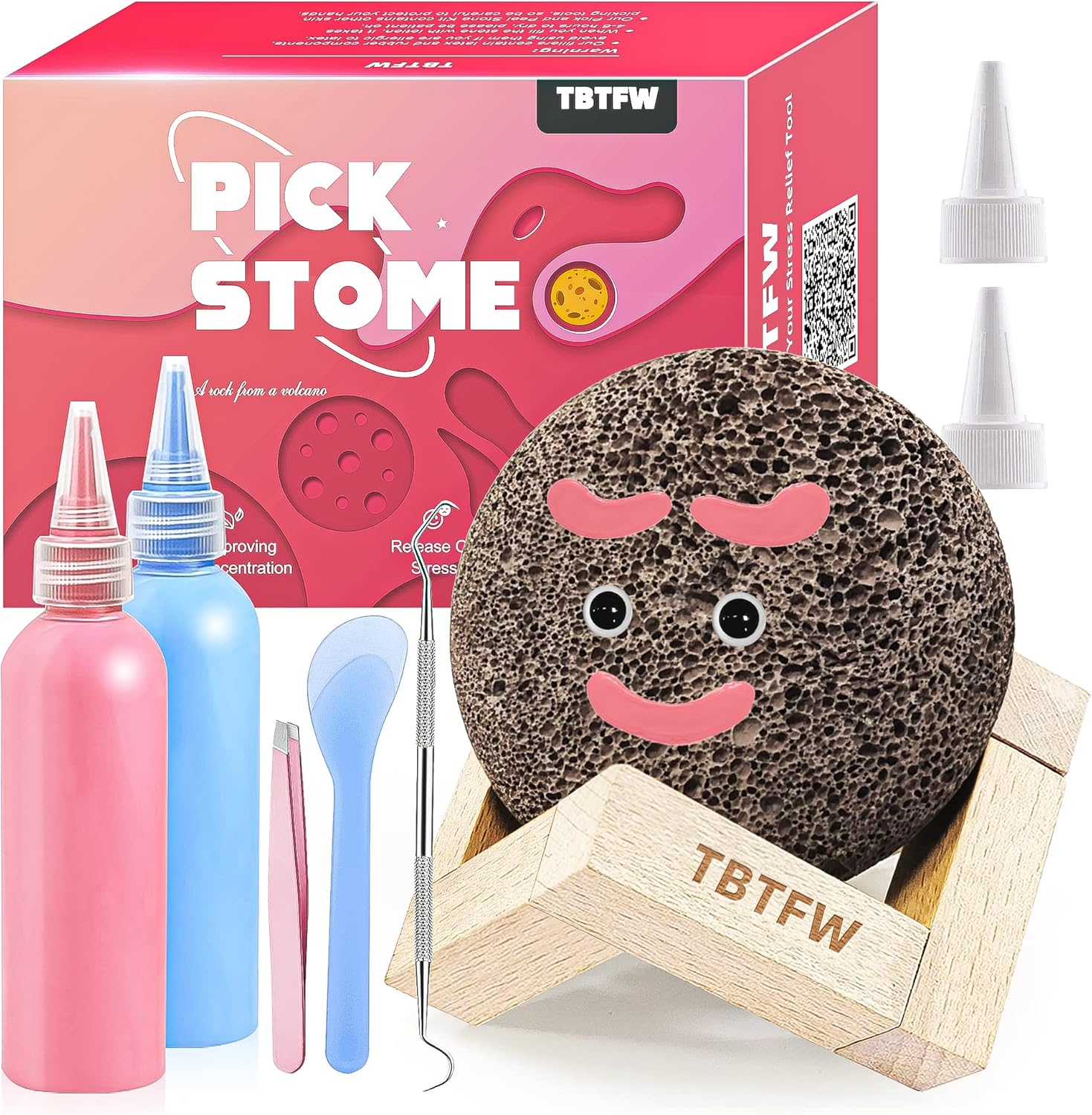 TBTFW Pick and Peel Stone Kit, Calming Stone Fidget Picky Stone with Display Stand for Dermatillomania, ADHD, OCD (1) image number 2