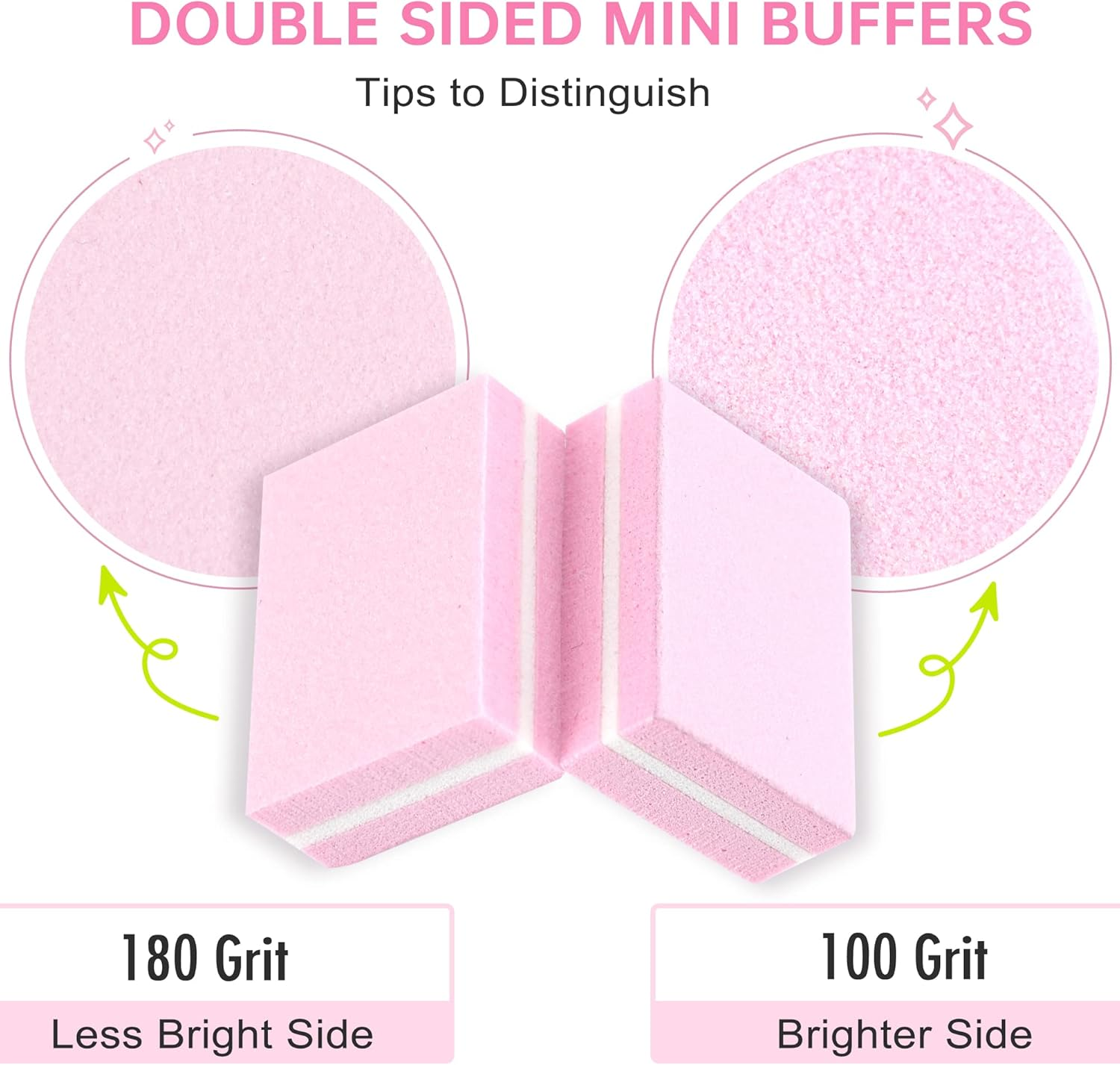 Mini Nail Buffer Blocks, 100/180 Grit Sponge Buffing Sanding Block File Manicure Tools Bulk 50Pcs (Pink) image number 6