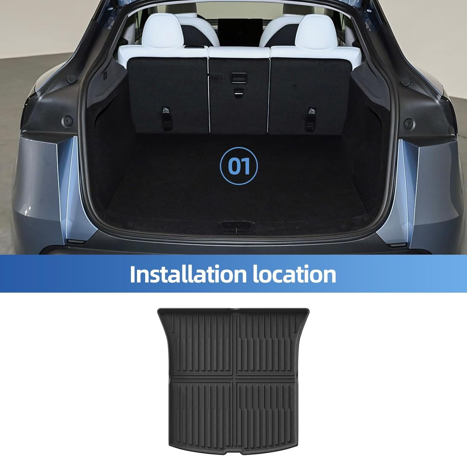 SMABEE Floor Mats & Trunk Liners & Backrest Mats for 2025 2026 Tesla Model Y Juniper 5 Seater TPE All Weather Floor Liners Trunk Mat Car Accessories Interior Black image number 3