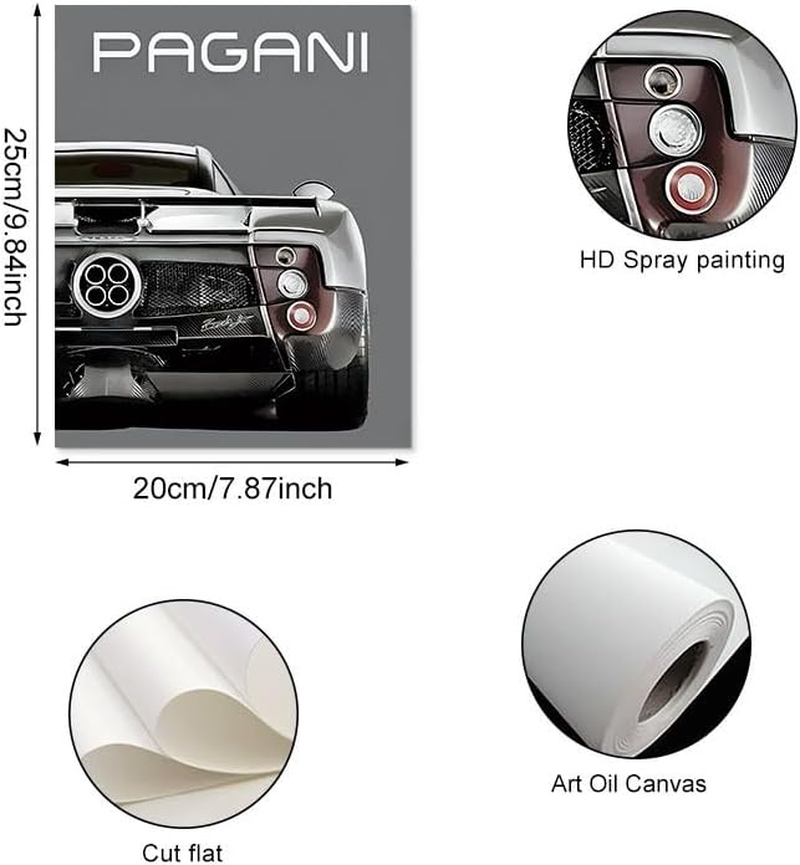 ZIENVE Car Posters Supercar Wall Art Prints, Set of 6 Vintage Racing Car Pictures Canvas Wall Art Room Bedroom Decor, 20 X 25Cm Unframed image number 2