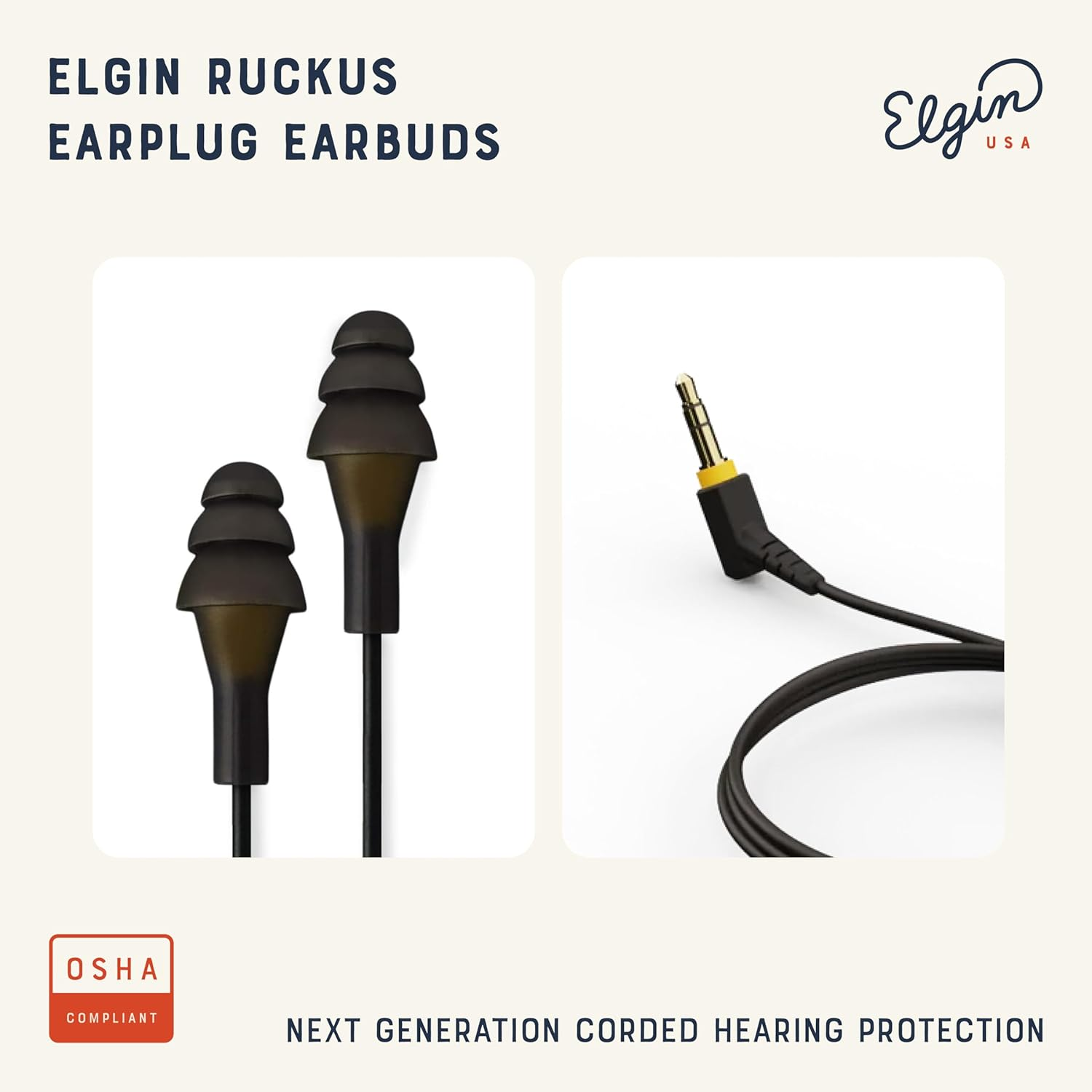 Ruckus Earplug Earbuds | OSHA Compliant Noise Reduction In-Ear Headphones : Isolating Ear Plug Earphones Stealth Black image number 6