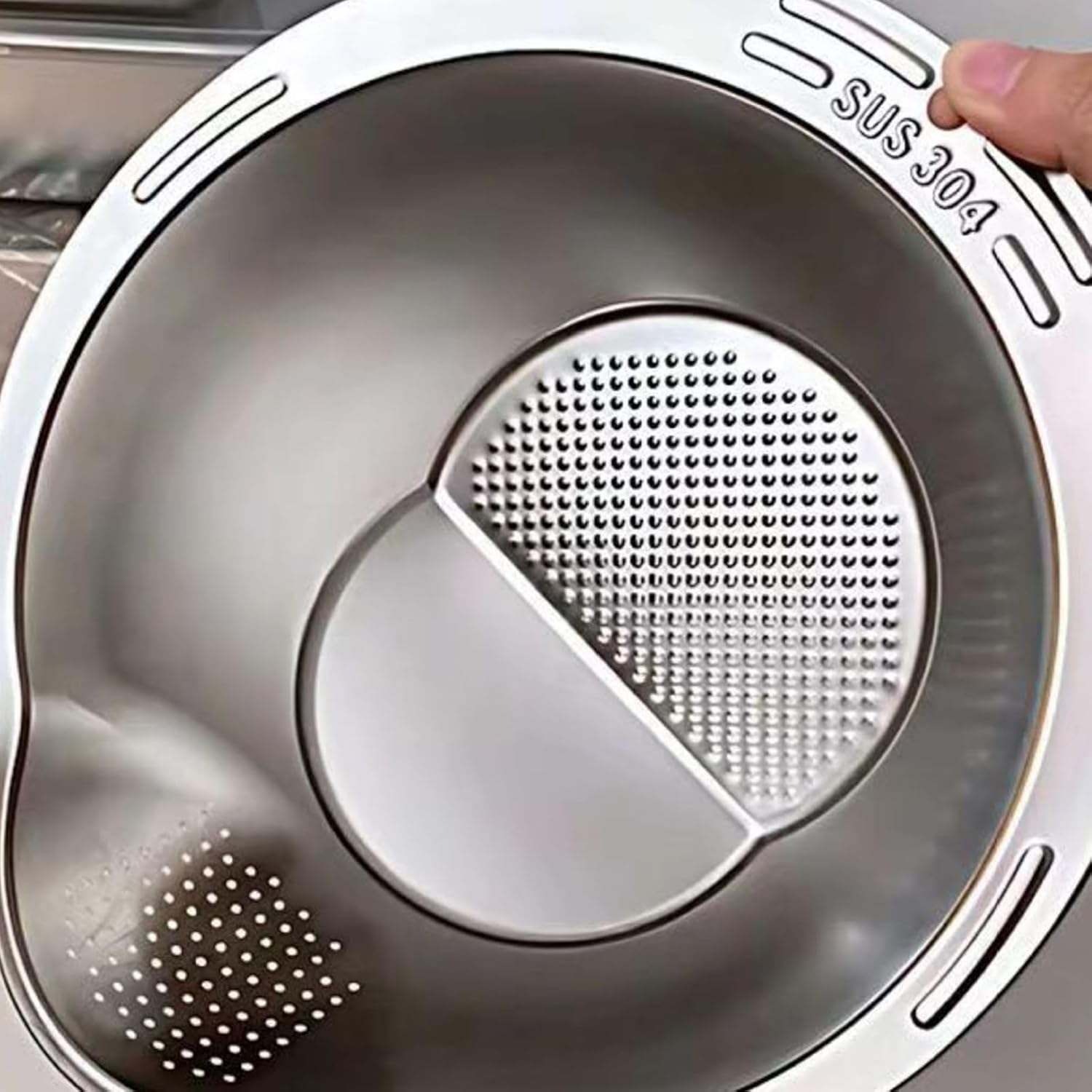 Rice Strainer | Multifunctional Stainless Steel Rice Rinser | Fruit & Vegetable Tools for Straining Tea Berry Rinsing Cooking Pasta Sushi Prep Vegetables Fruits image number 6