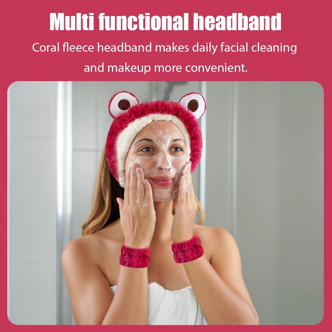 NHQZ Pack of 3 Hair Band Cosmetic, Wrist Wash Band, Make-Up Hair Band, Elastic Face Wrist Wash Band, Hair Accessories for Washing Face, A image number 5