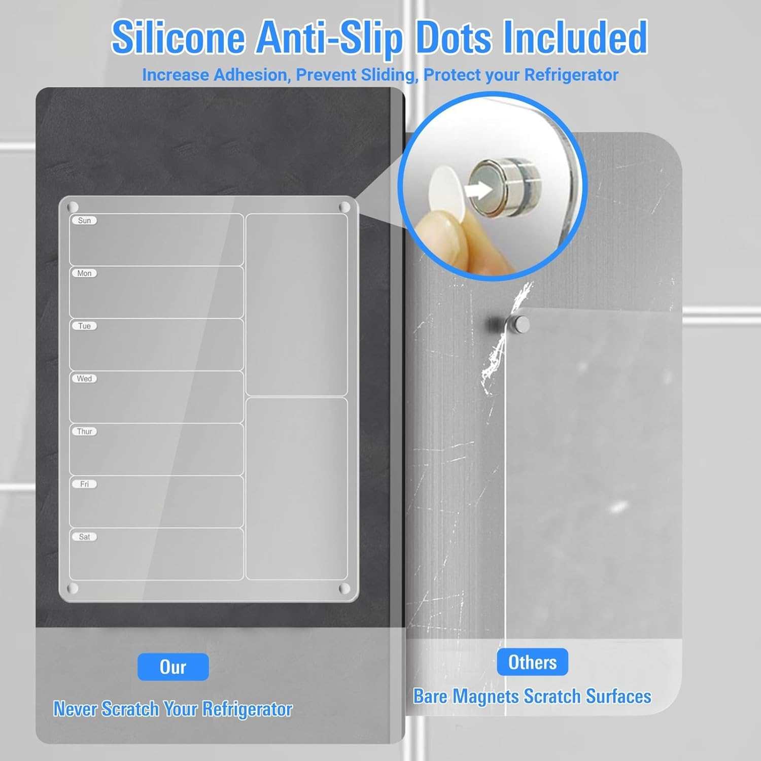 True Arc Acrylic Meal Planner Magnetic Menu Board with 8 Markers, Clear Weekly Calendar Planning Board Noteboard Refrigerator Dry Erase Board to Do/Grocery/Shopping List/Chore Chart image number 3