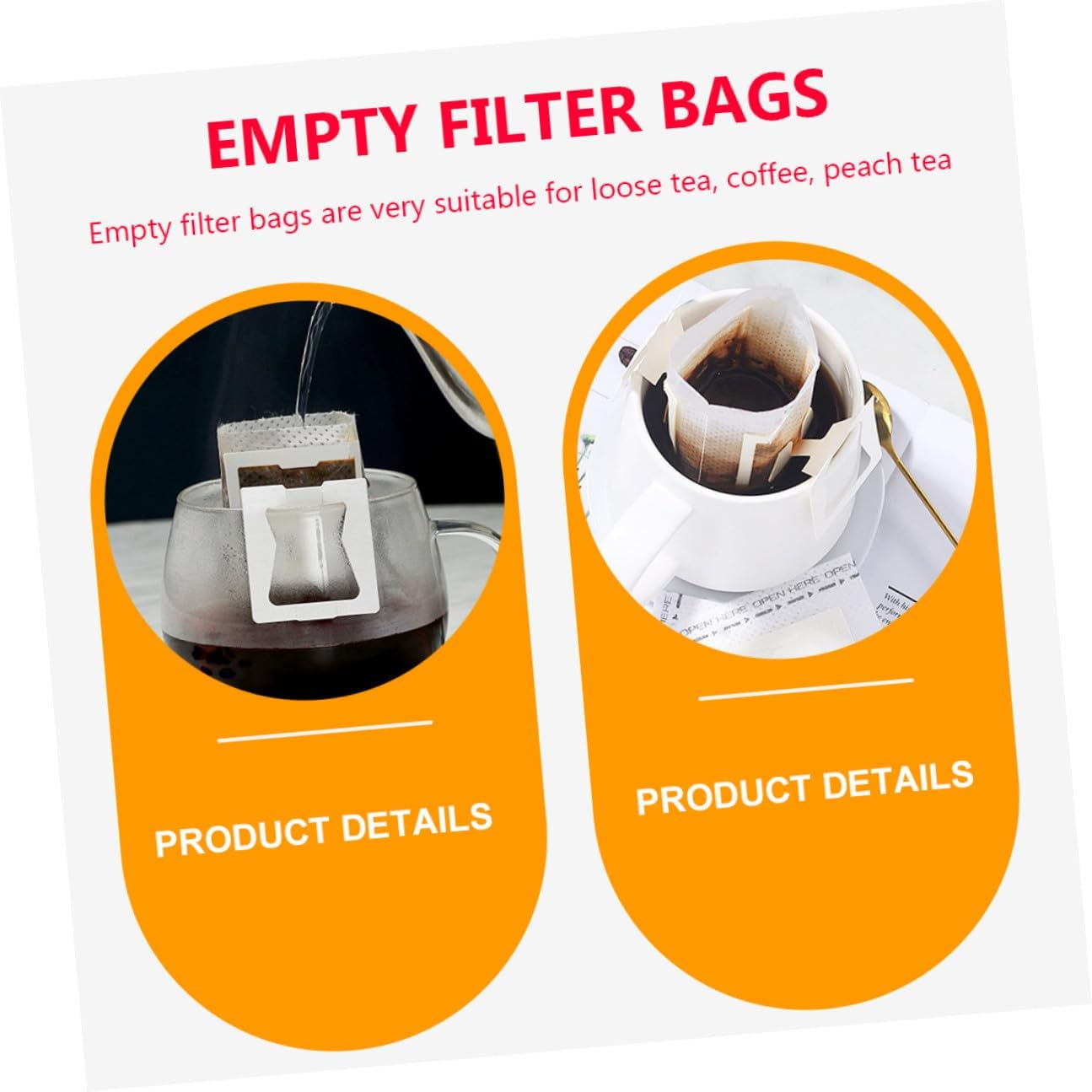 Toyvian 50Pcs Hanging Ear Drip Coffee Filters Disposable Portable Single Serve Filter Bags for Loose Tea and Coffee Brewing Thickened White Paper Easy Use for Home and Travel image number 6