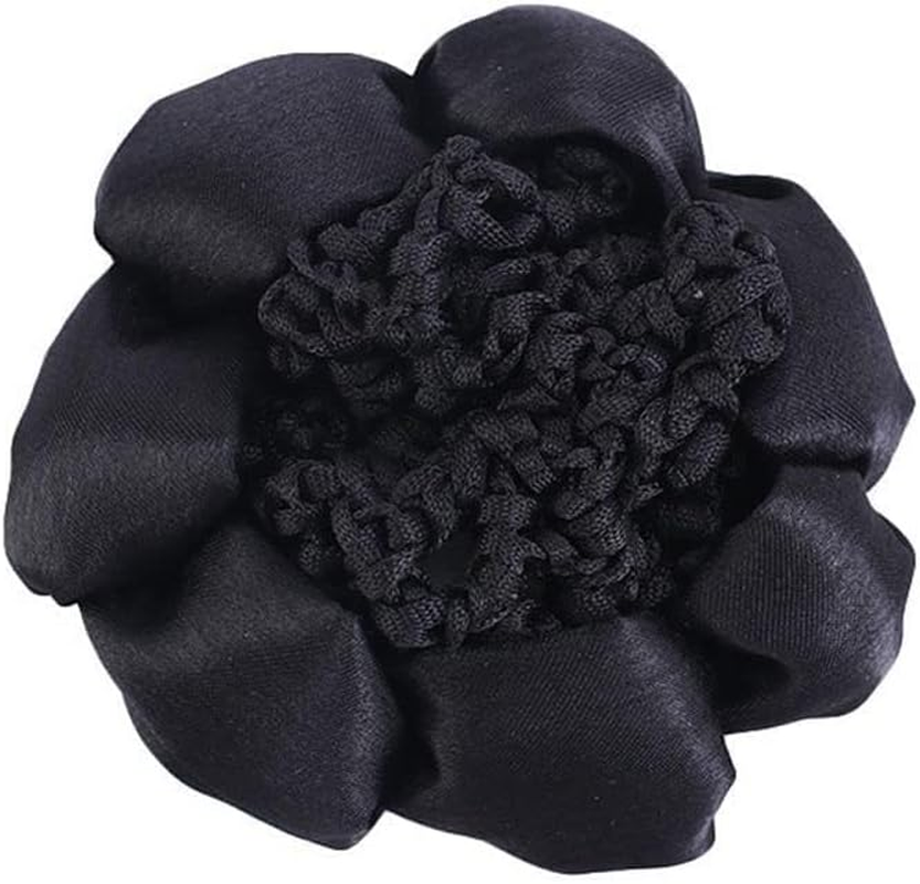 Black Women Hair Accessory Set - Crochet Bun Cover, Elastic Headdress with Ponytail Holders, Barrettes, Bun Shapers image number 4