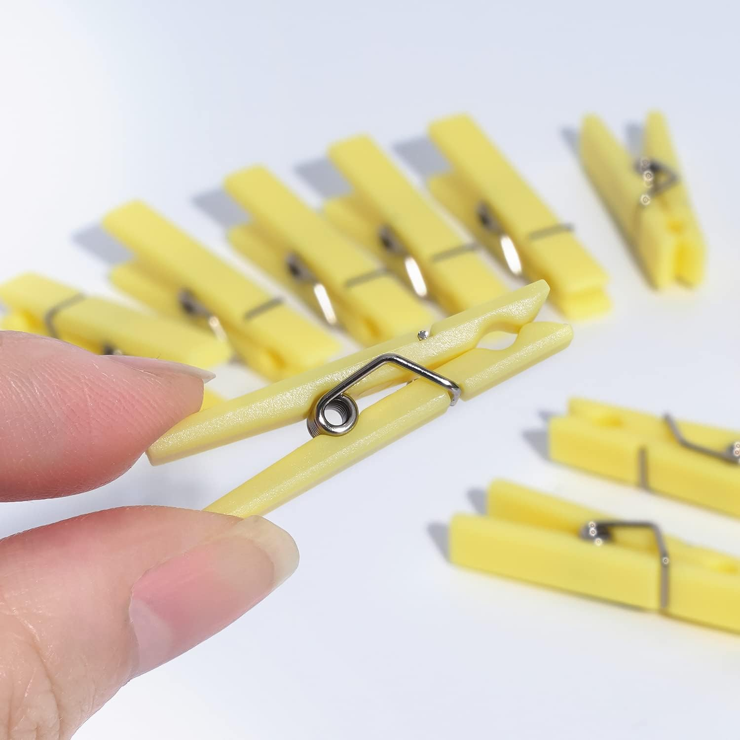 60PCS Baby Shower Clothespin Games Mini Clothes Pins 1.4 Inch for Party Decorations (Yellow) - Blue image number 7
