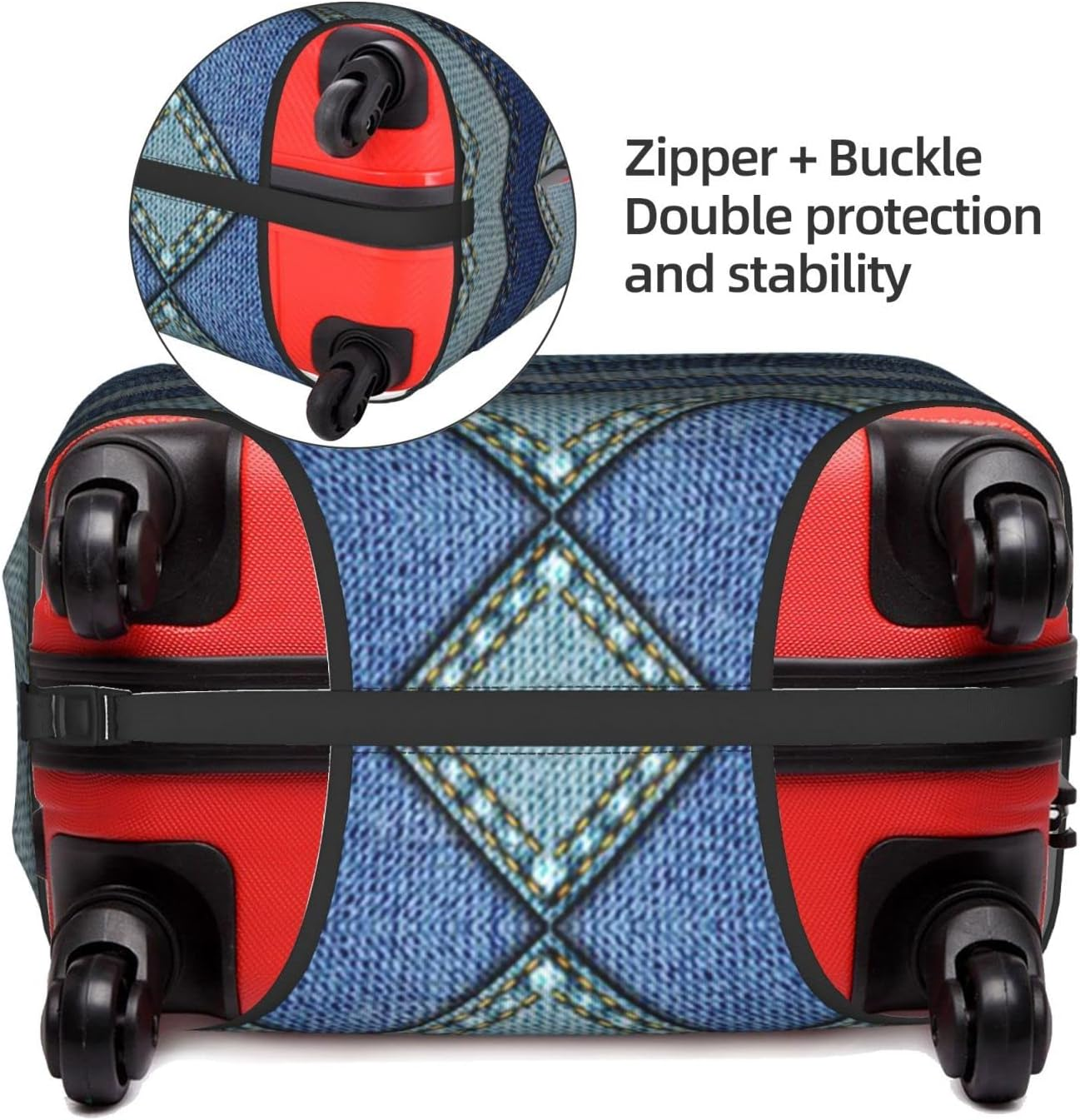 Gradient Blue Denim Luggage Cover Anti-Scratch Suitcase Protector Fits 18-32 Inch Luggage