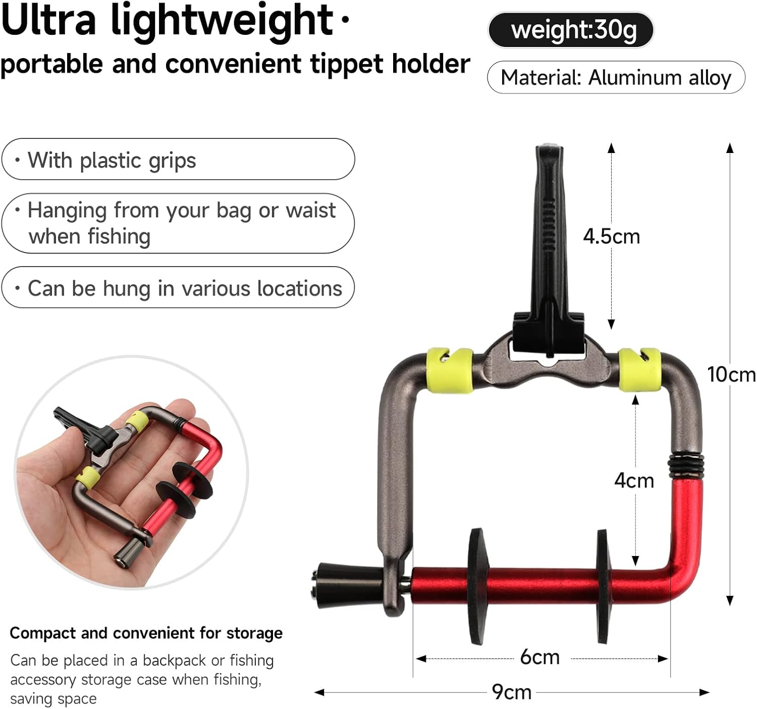 KOMCLUB Fishing Tippet Holder Line Cutter Tippet Spool Aluminium Tippet Storage Fishing Accessories Fishing Tackle Fishing Thread Monofilament Fishing Line - Red image number 2