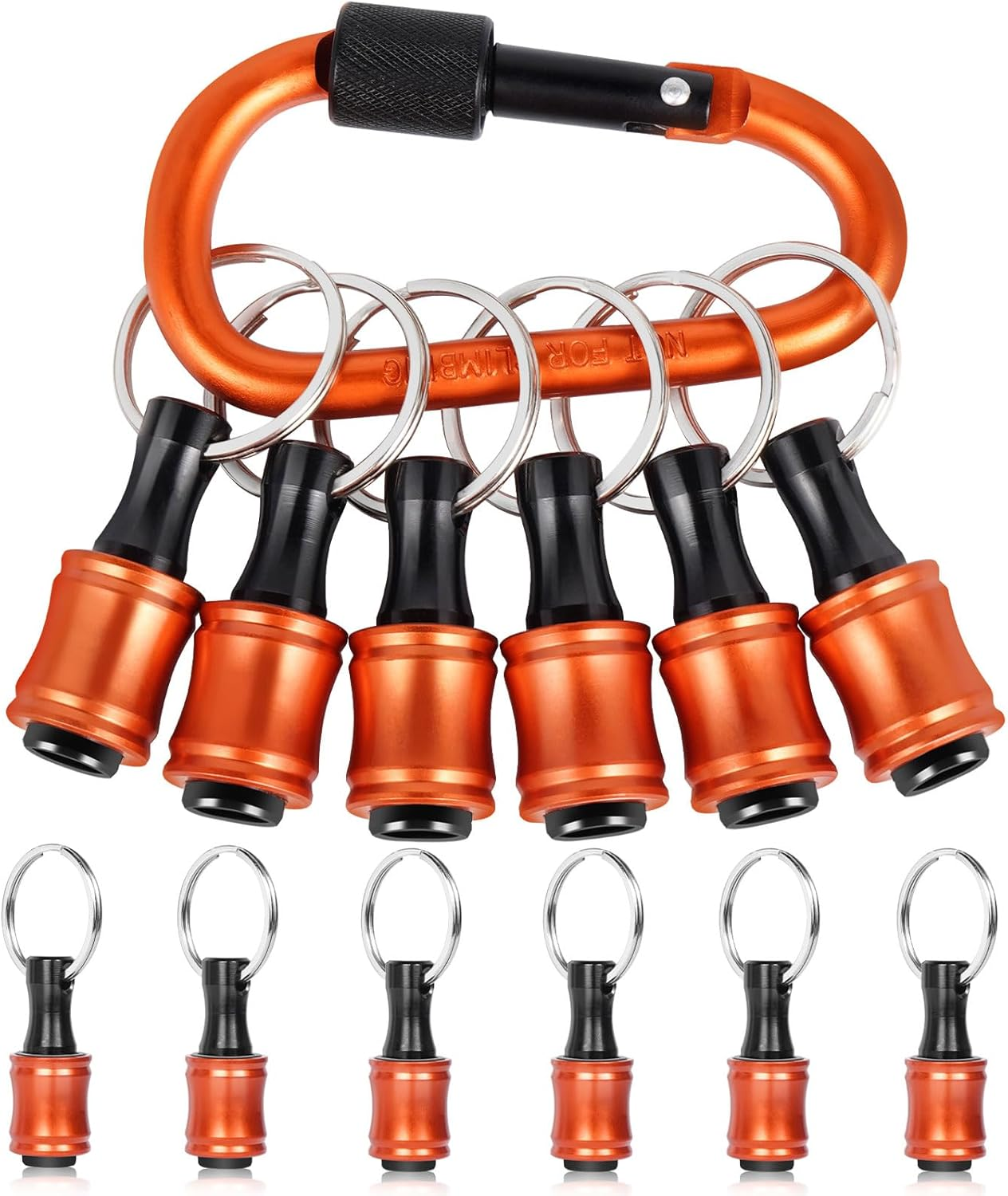 1/4 Bit Holder Keychain 6Pc, 1/4 Inch Hex Shank Bit Holders, Quick Release Bit Holder for Nut Driver, Screwdriver & Drill Bits W/Key Chain Carabiner