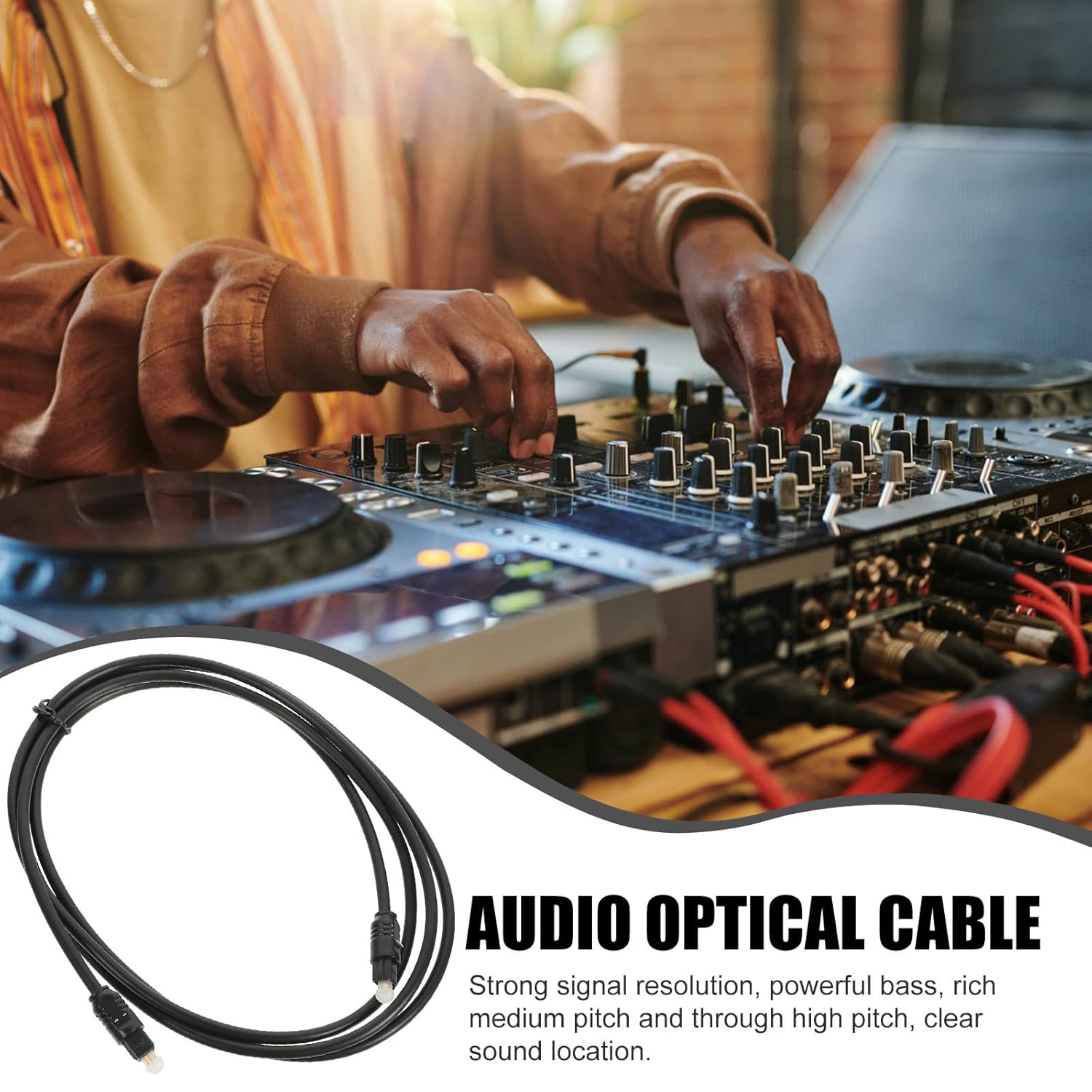 Veemoon 2Pcs 1.5M Fiber Optical Audio Cable Male to Male Cord Digital Optical Cable for Tv Home Theater Game Console Soundbar image number 1