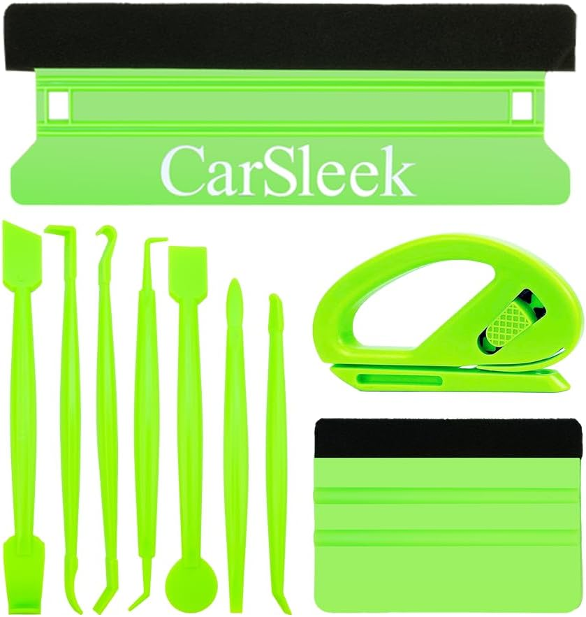 Auto Vinyl Wrap Kit, Felt Edge Squeegee Set, Micro Edge Trimming Stick, Safe Zippy Cutter, Vehicle Solar Film, Window Tint Tool, Wallpaper Sign Sticker, Car Decal DIY, Scratch Free, Fluorescent Green image number 3