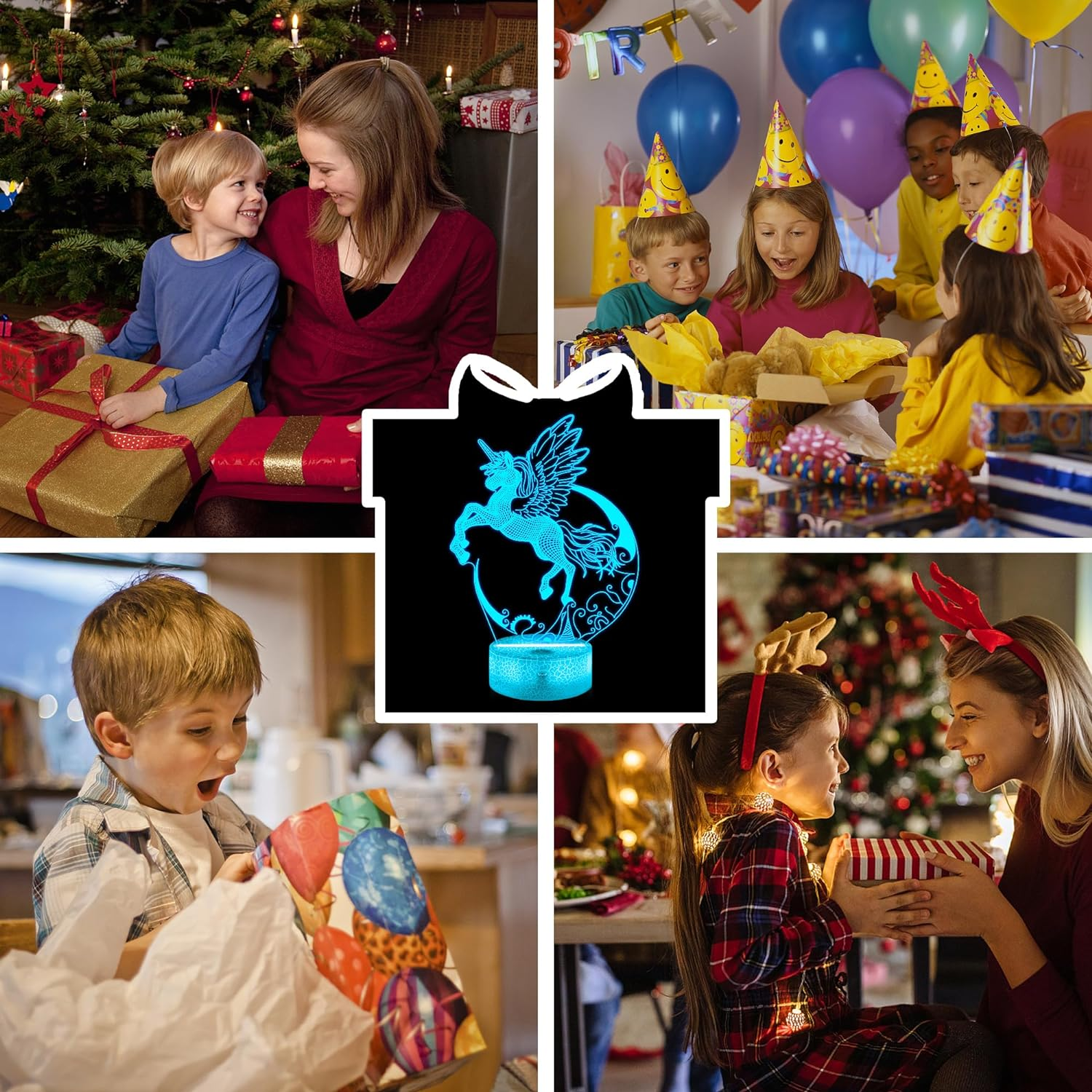 Unicorn Night Light for Kids, Ammonite Unicorn 3D Illusion Lamp 16 Colors Change with Remote & Timer Unicorn Bedside Light as Birthday Gifts for Girls Women