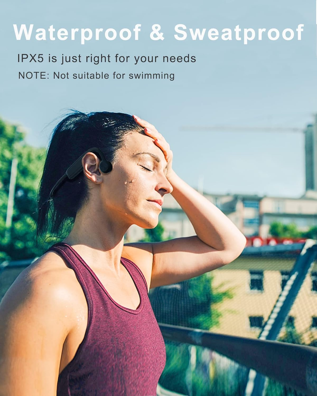 ZRUHIG Bone Conduction Headphones Open-Ear Earphones Bluetooth Sport Headset with Mic for Workout, Running, Gym, Hiking, Driving, Cycling-Black image number 5