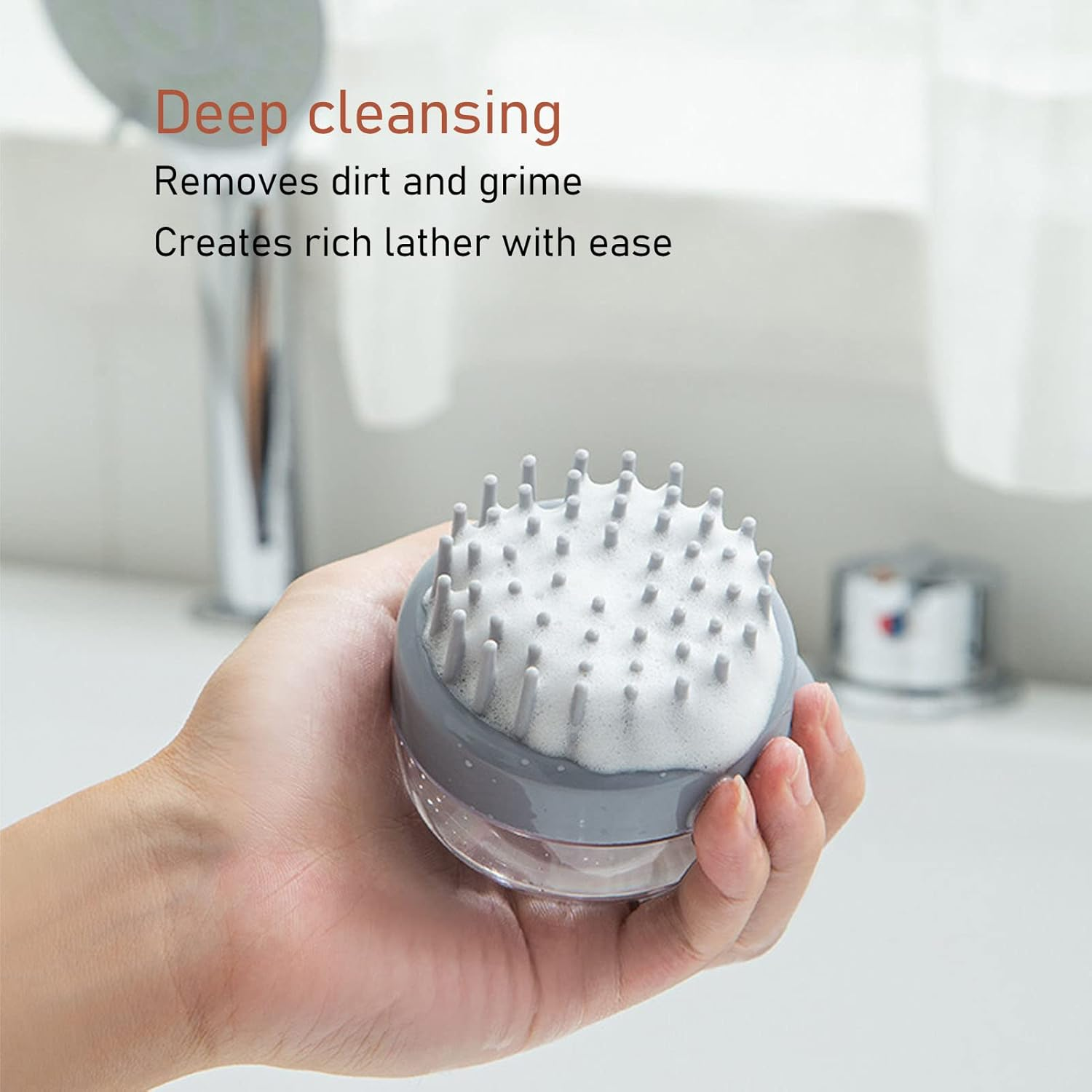 Head Scrubber Scalp Massager, Ergonomic Shampoo Brush for Scalp Exfoliator Stress Relax, Silicone Shower Hair Brush for Women Men Kids image number 4