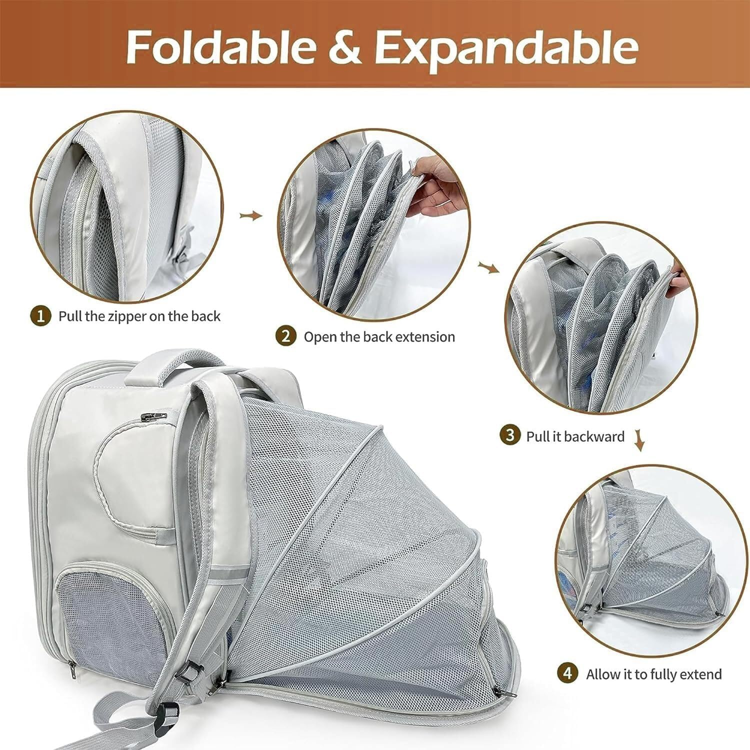 Cat Bag Dog Carrier Pet Carrier Cat Backpack Carrier Expandable Pet Carrier Backpacks with Breathable Mesh for Small Cats and Dogs Cat Carrier Pet Bag Carrier image number 6