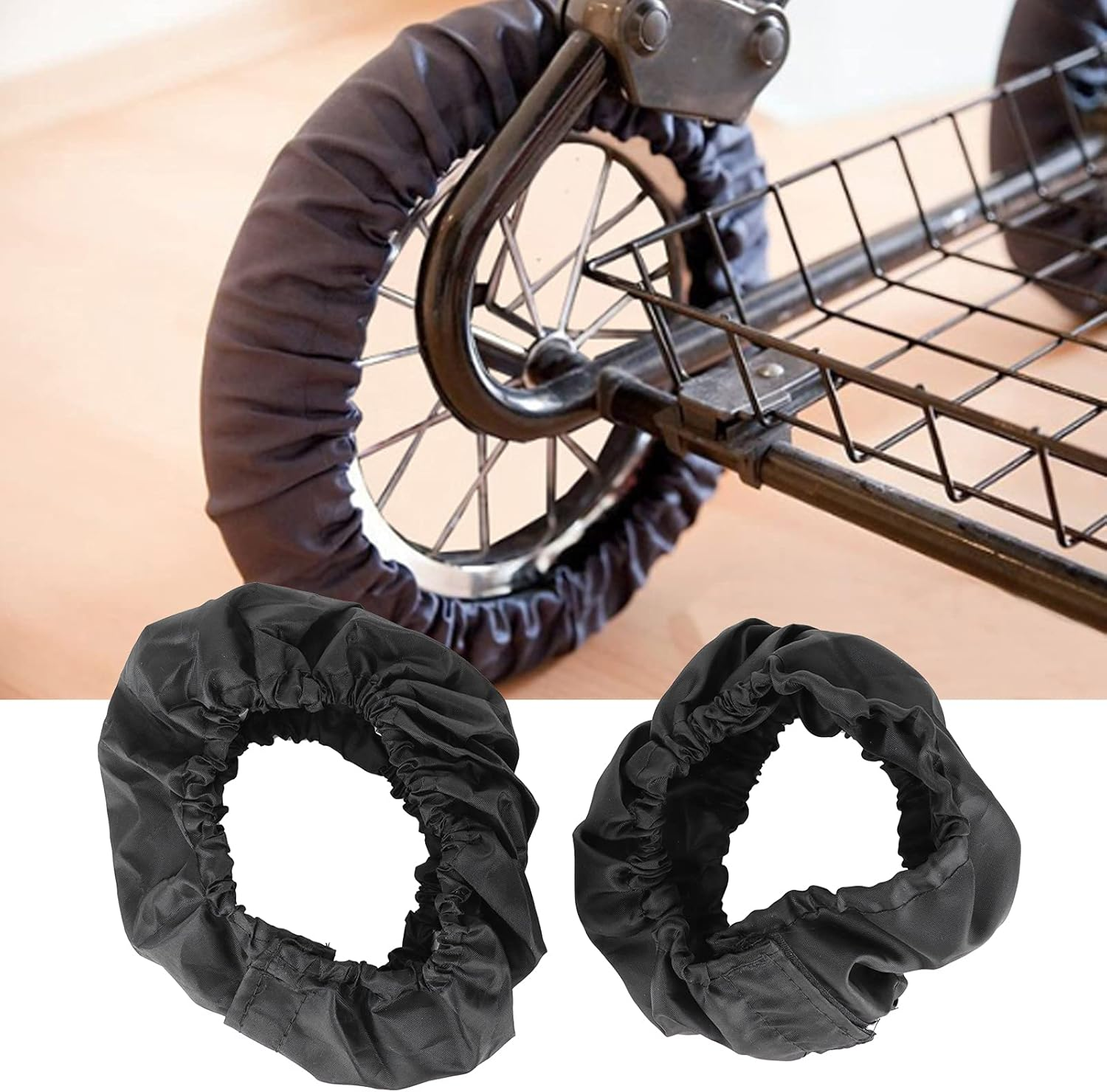 Tnfeeon Oxford Cloth Stroller Wheel Cover, Dustproof Tire Protector, Easy to Install for Strollers, Wheelchairs, Baby Pushchairs (Small Wheel Cover)
