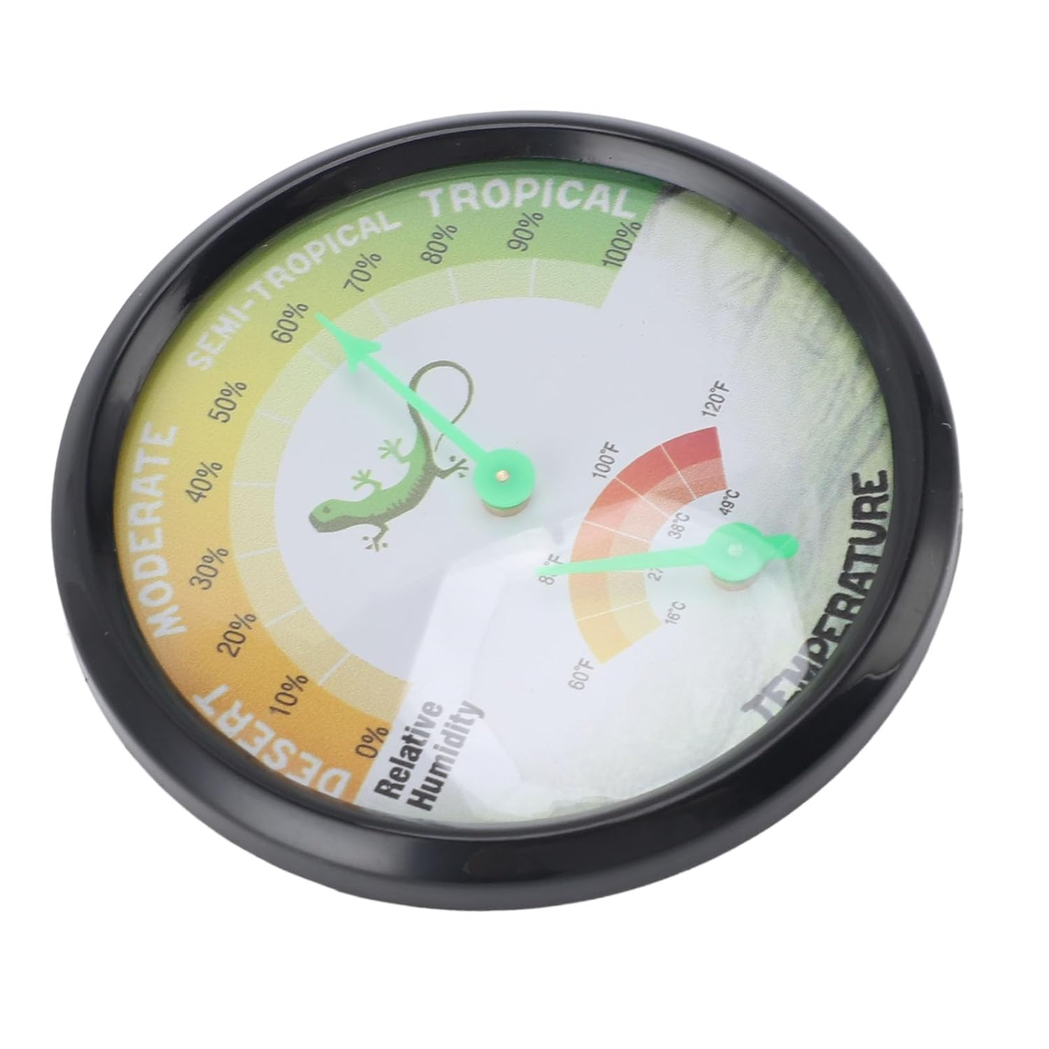Fdit High Precision Mechanical Dial Thermometer Hygrometer Temperature Humidity for Pets Reptiles, No Battery Needed ABS PC Aluminum Dial Compact Design for Pet Crate or Small Spaces image number 3