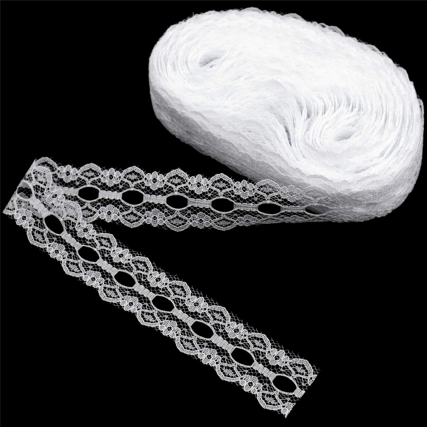 ZNZAKKA White Lace Ribbon Sewing Flower Lace Trim for Crafts Bridal Wedding Decorations, Bouquet and Gift Packaging (1.4Inch, 22 Yards) image number 5