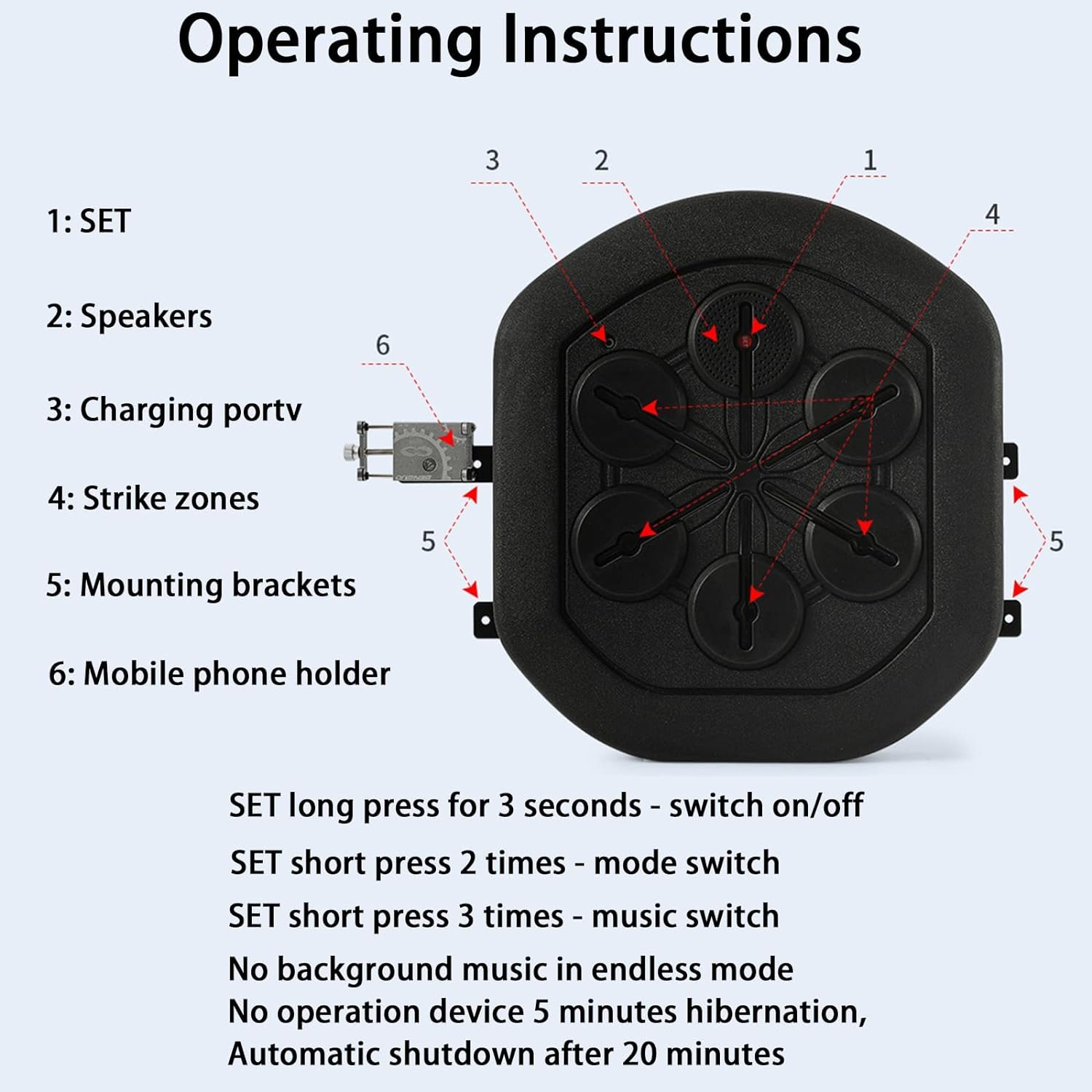 Boxing Training Machine Home Wall Mount Music Boxer, Electronic Smart Focus Agility Training Digital Boxing Wall Target Punching Pads Suitable for Home Exercise/Boxing Training/Stress Release