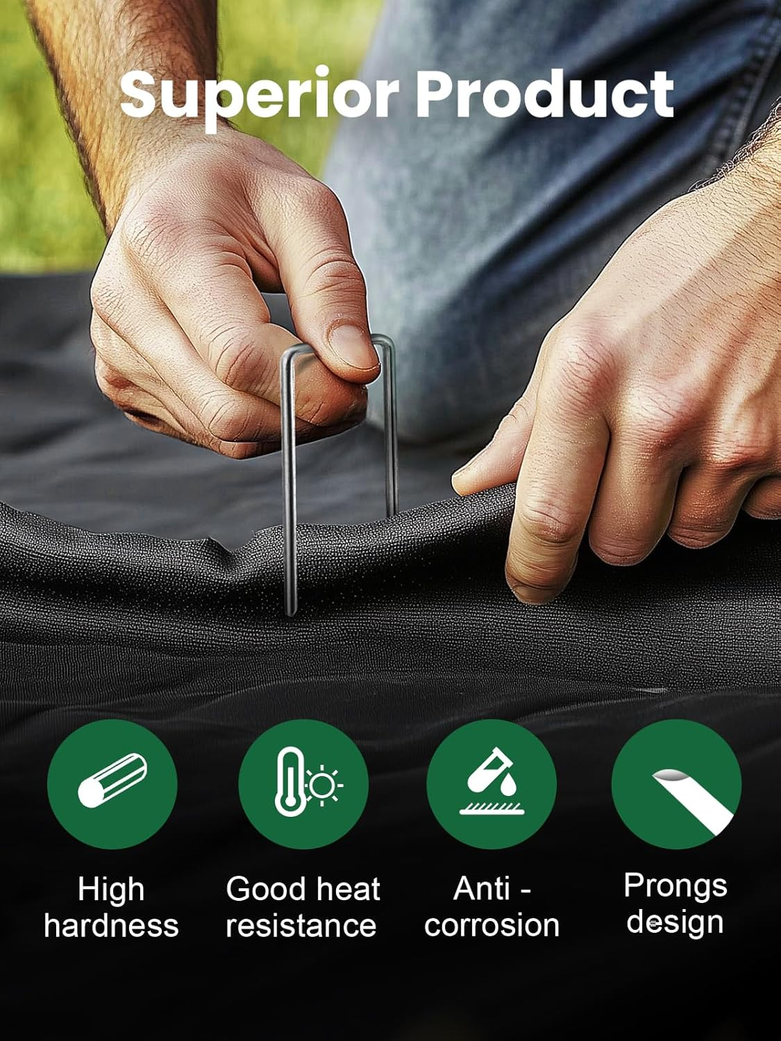 100-Pack 6 Inches Heavy Duty 11 Gauge Galvanized Steel Garden Stakes Staples Securing Pegs for Securing Weed Fabric Landscape Fabric Netting Ground Sheets and Fleece image number 5